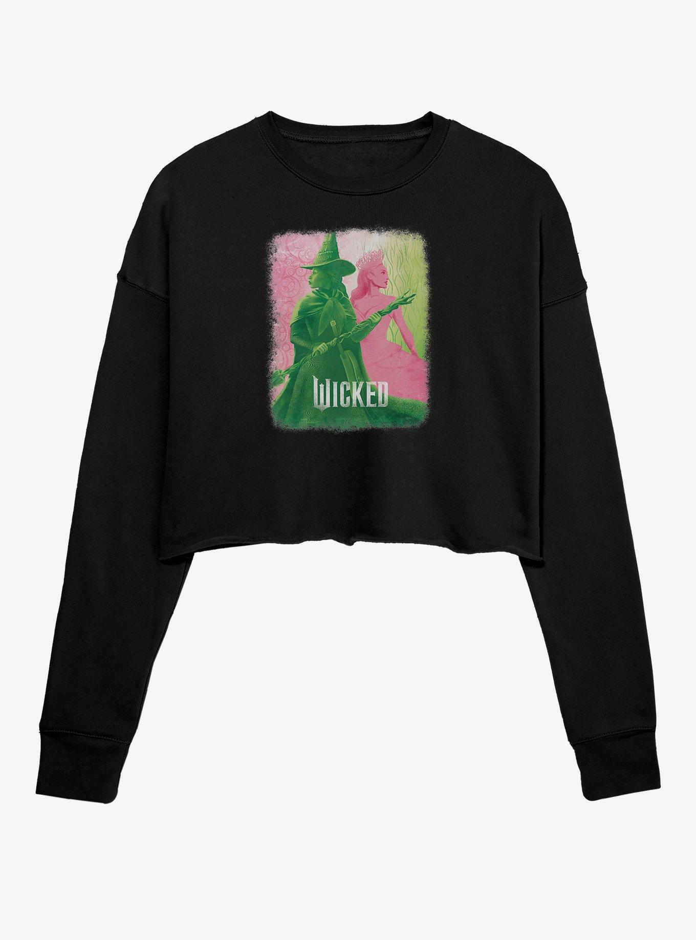Wicked Elphaba Glinda Split Womens Crop Sweatshirt, , hi-res