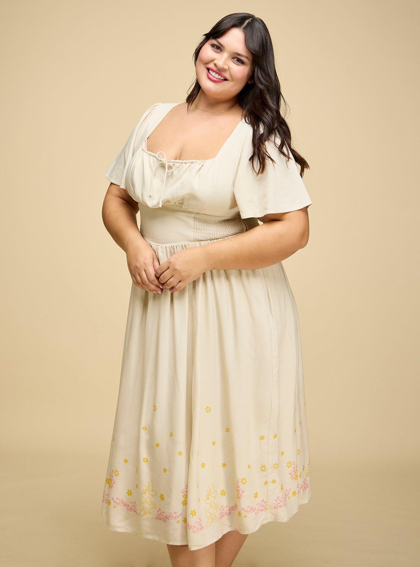 Her Universe Disney Minnie Mouse & Daisy Duck Floral Midi Dress Plus Size Her Universe Exclusive, , hi-res