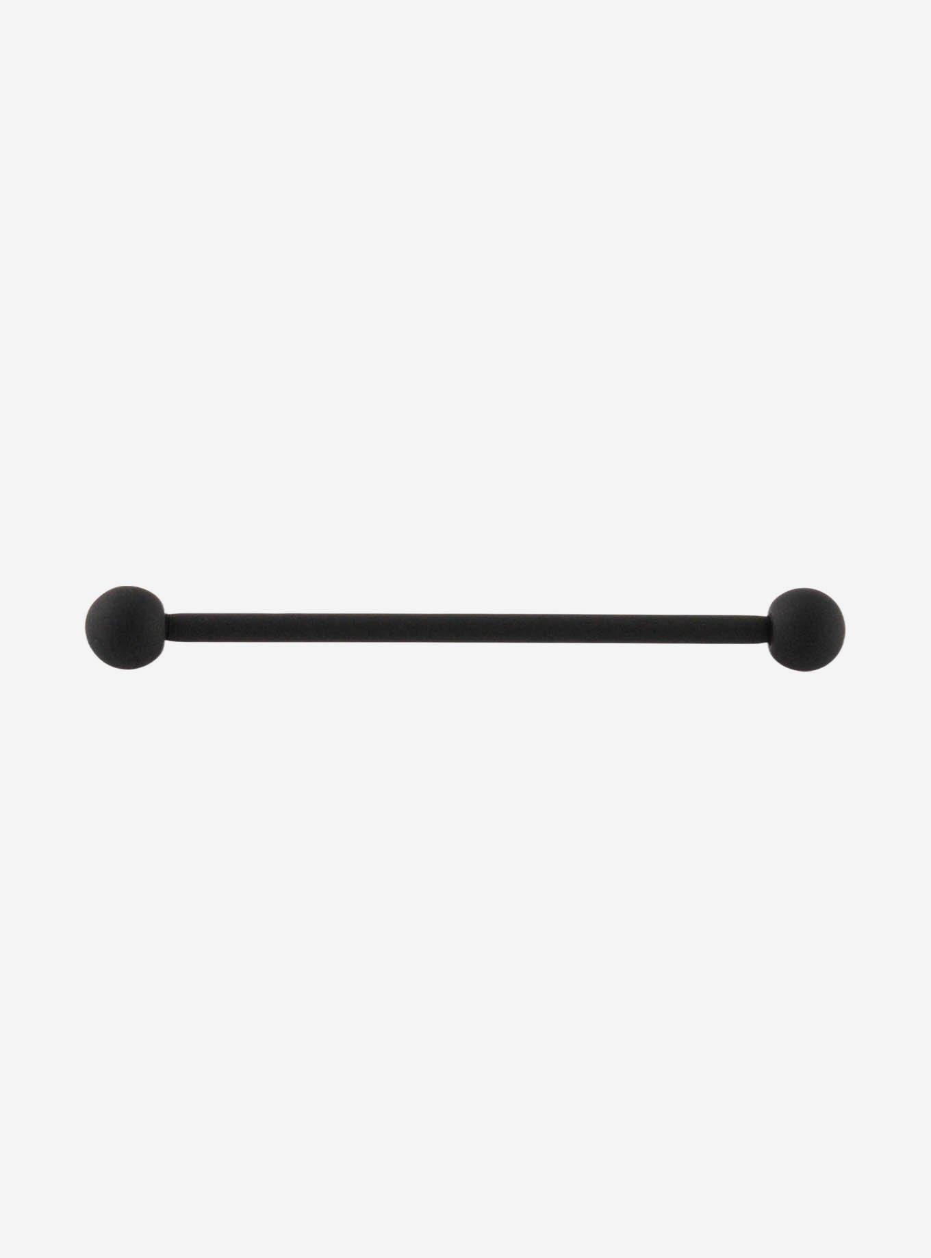 14G Steel Black Industrial Barbell, , hi-res