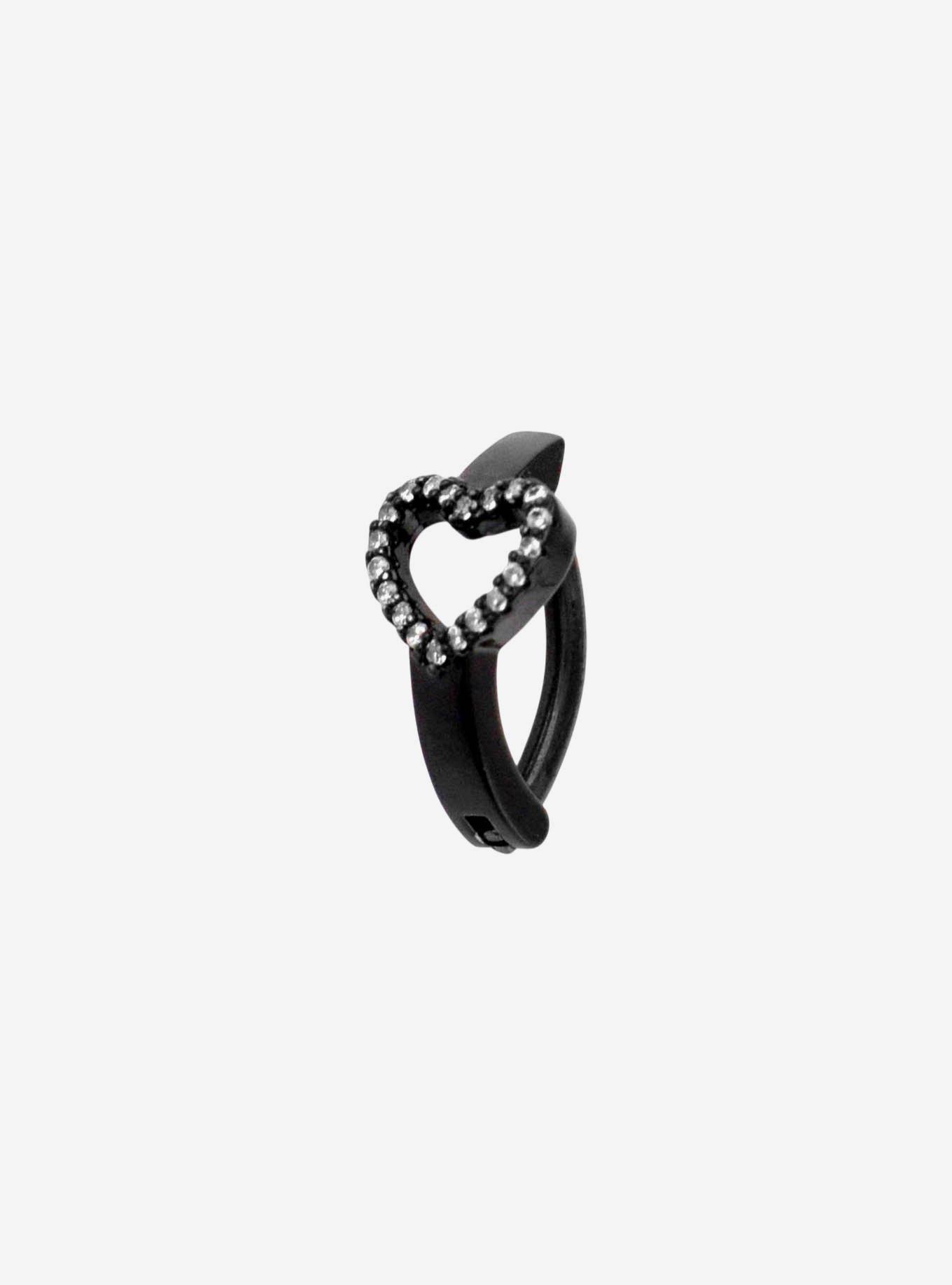 14G Steel Black Bling Heart Hinged Clicker, , hi-res