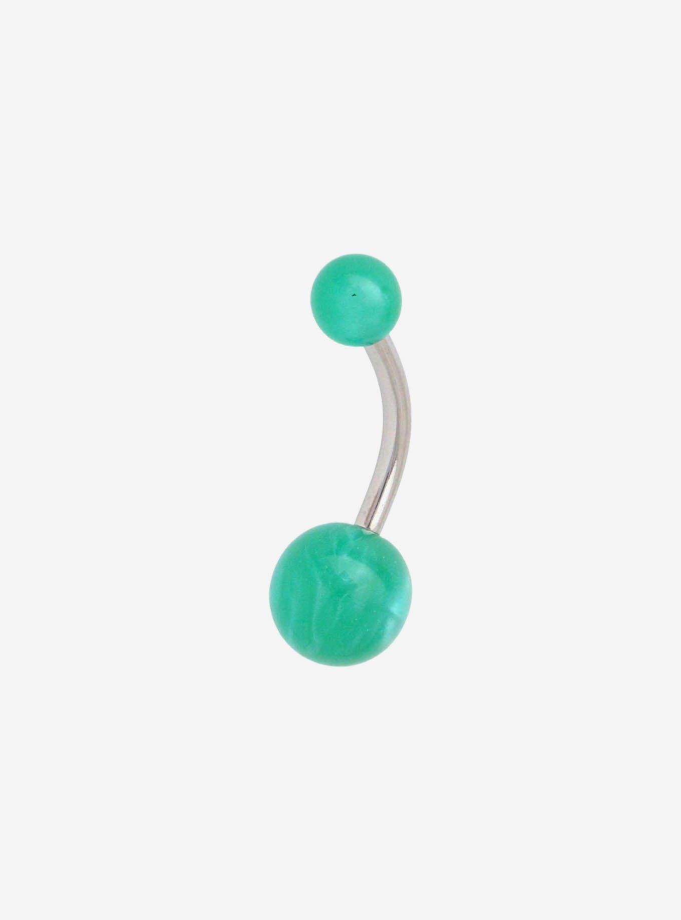 14G Steel Turquoise Gem Navel Barbell, , hi-res