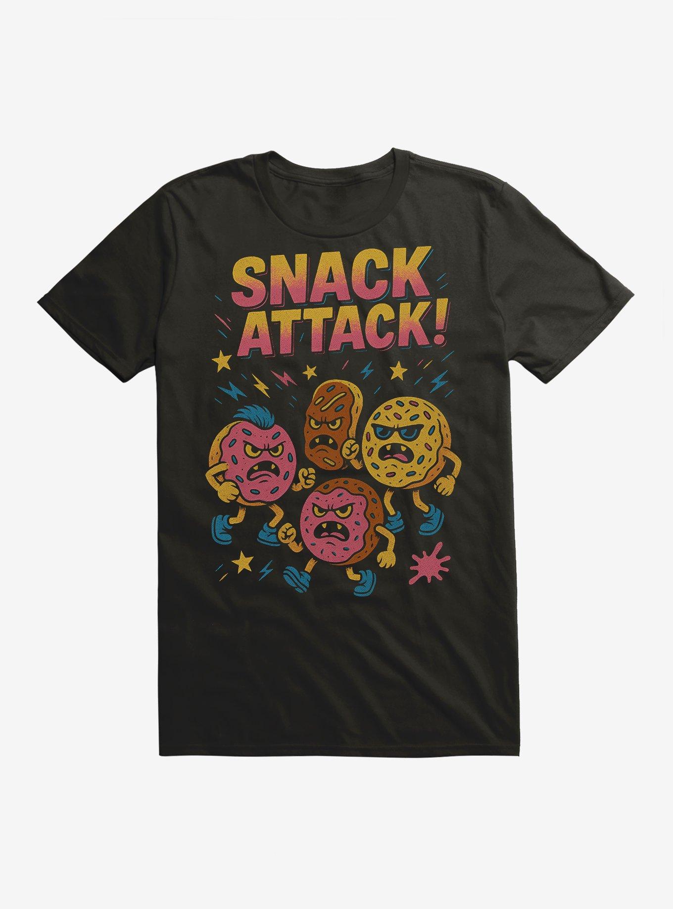 Snack Attack Donuts T-Shirt, BLACK, hi-res