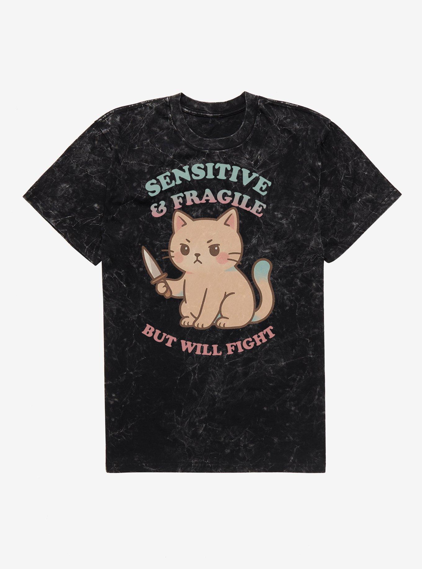 Sensitive And Fragile But Will Fight Mineral Wash T-Shirt, , hi-res