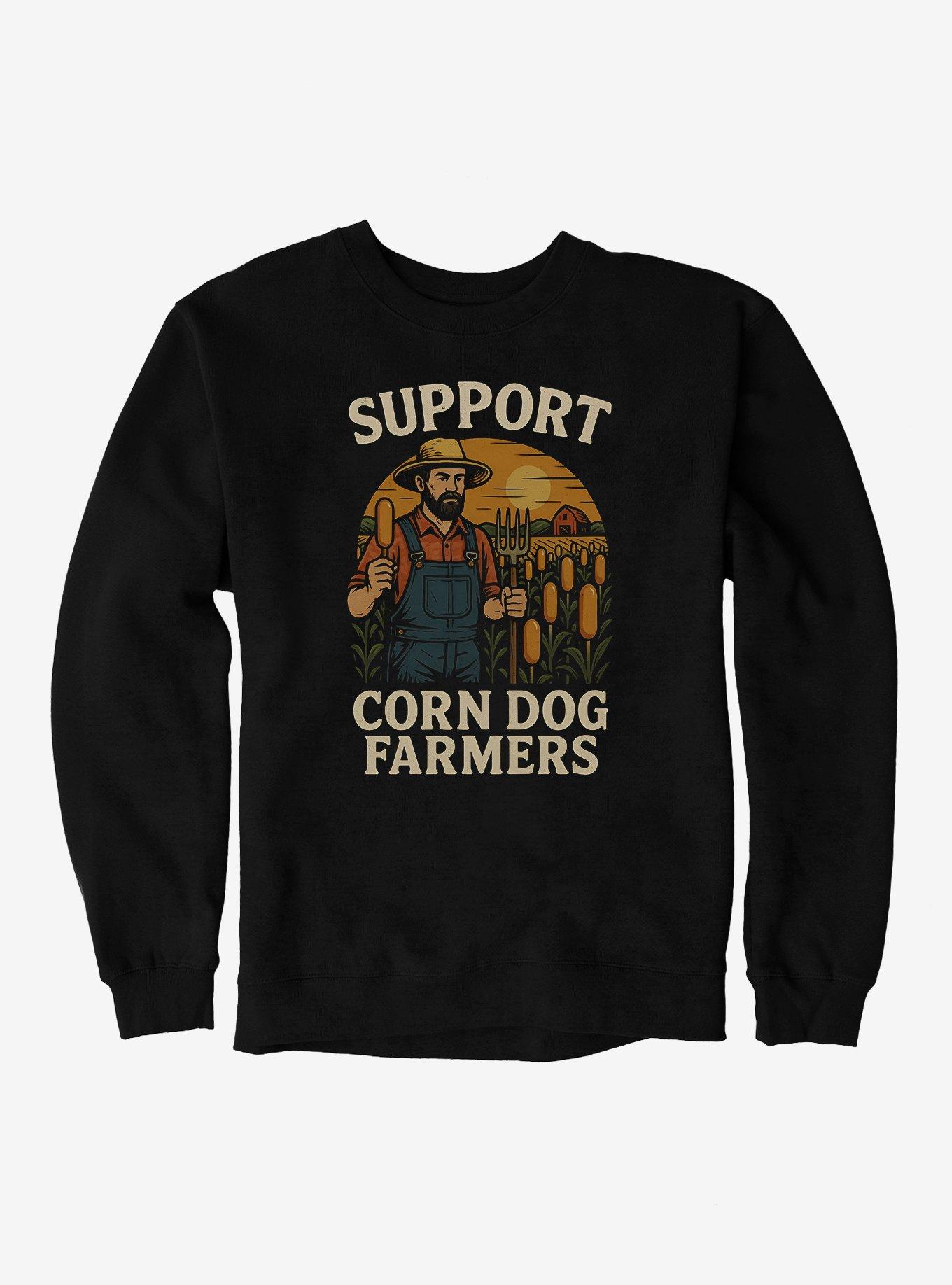 Support Corn Dog Farmers Sweatshirt, BLACK, hi-res