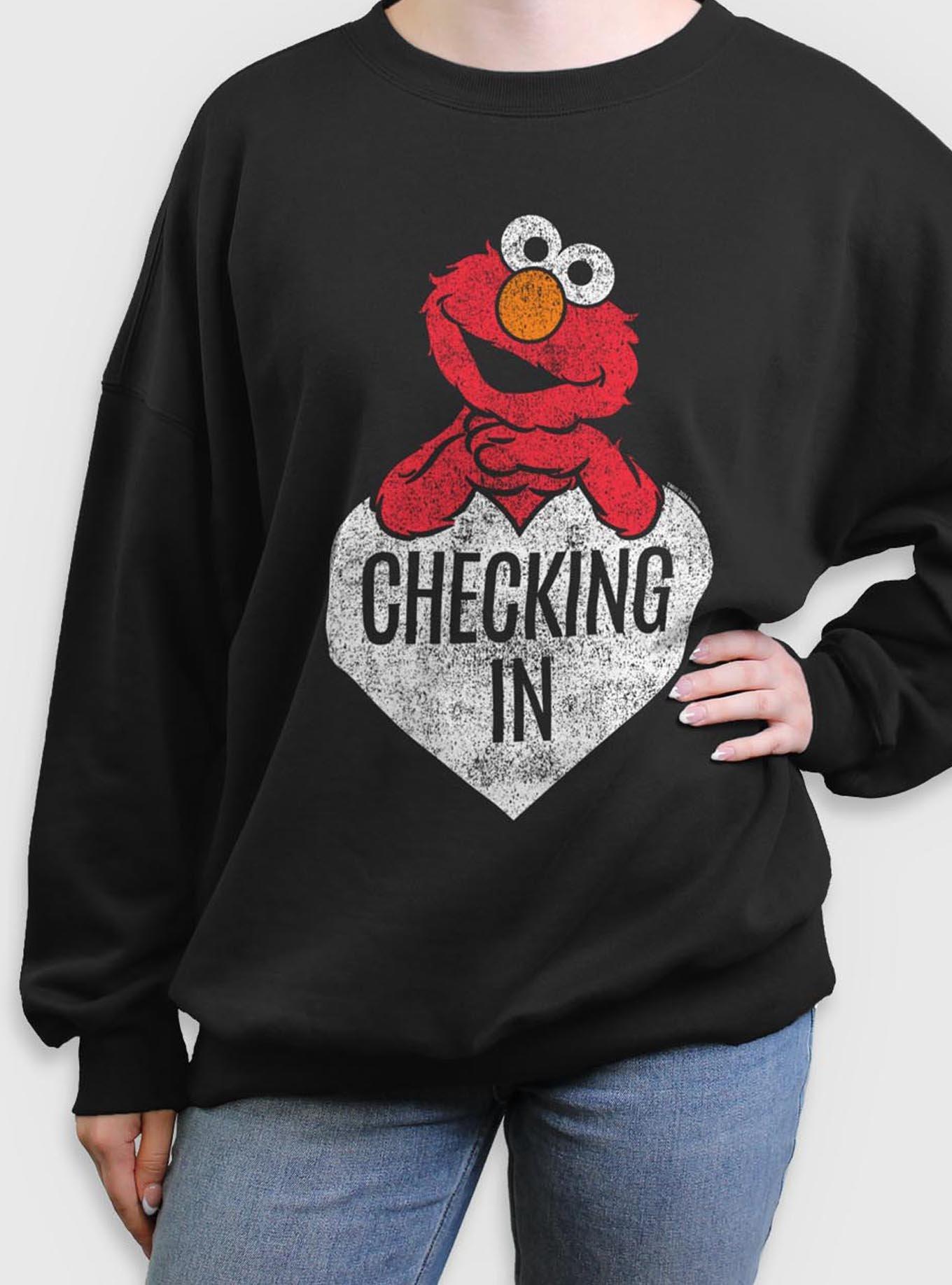 Sesame Street Checking In Elmo Womens Oversized Sweatshirt, , hi-res