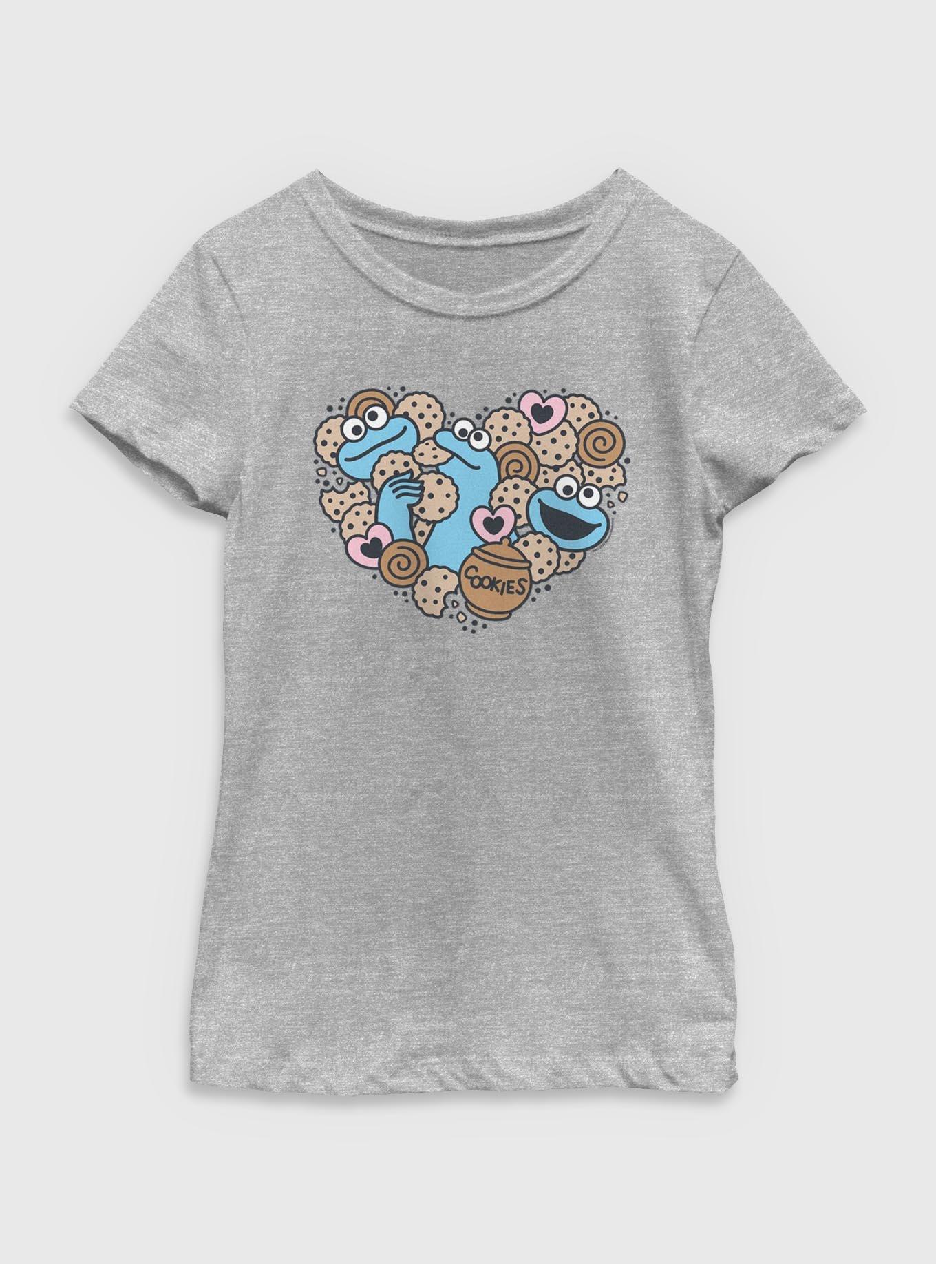 Sesame Street Cookie Monster Heart Youth Girls T-Shirt, , hi-res