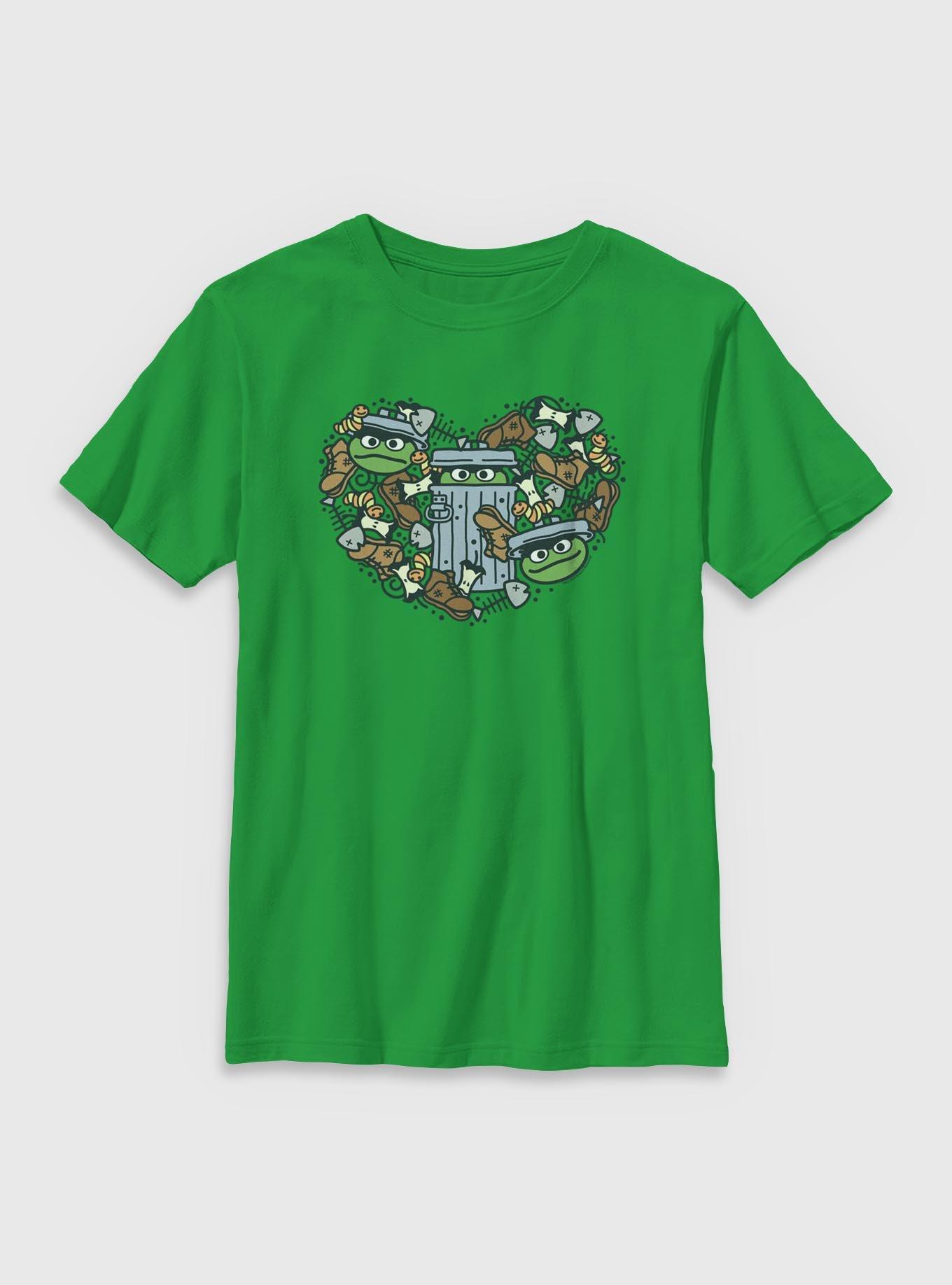 Sesame Street Oscar The Grouch Trash Heart Youth T-Shirt, , hi-res