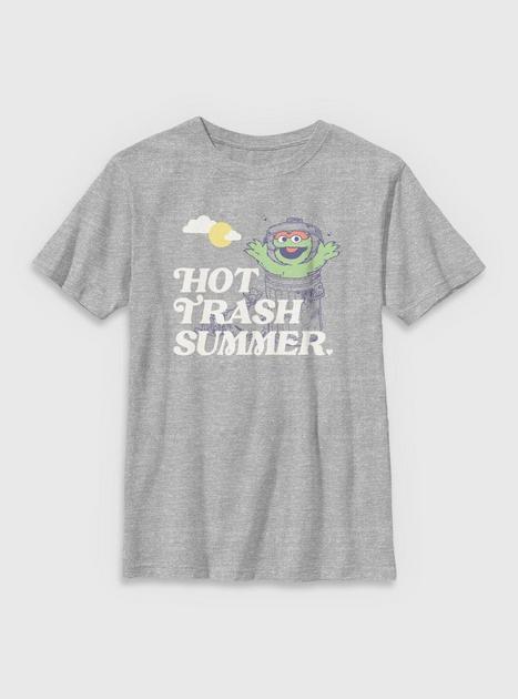 Sesame Street Hot Trash Summer Oscar The Grouch Youth T-Shirt - GREY ...