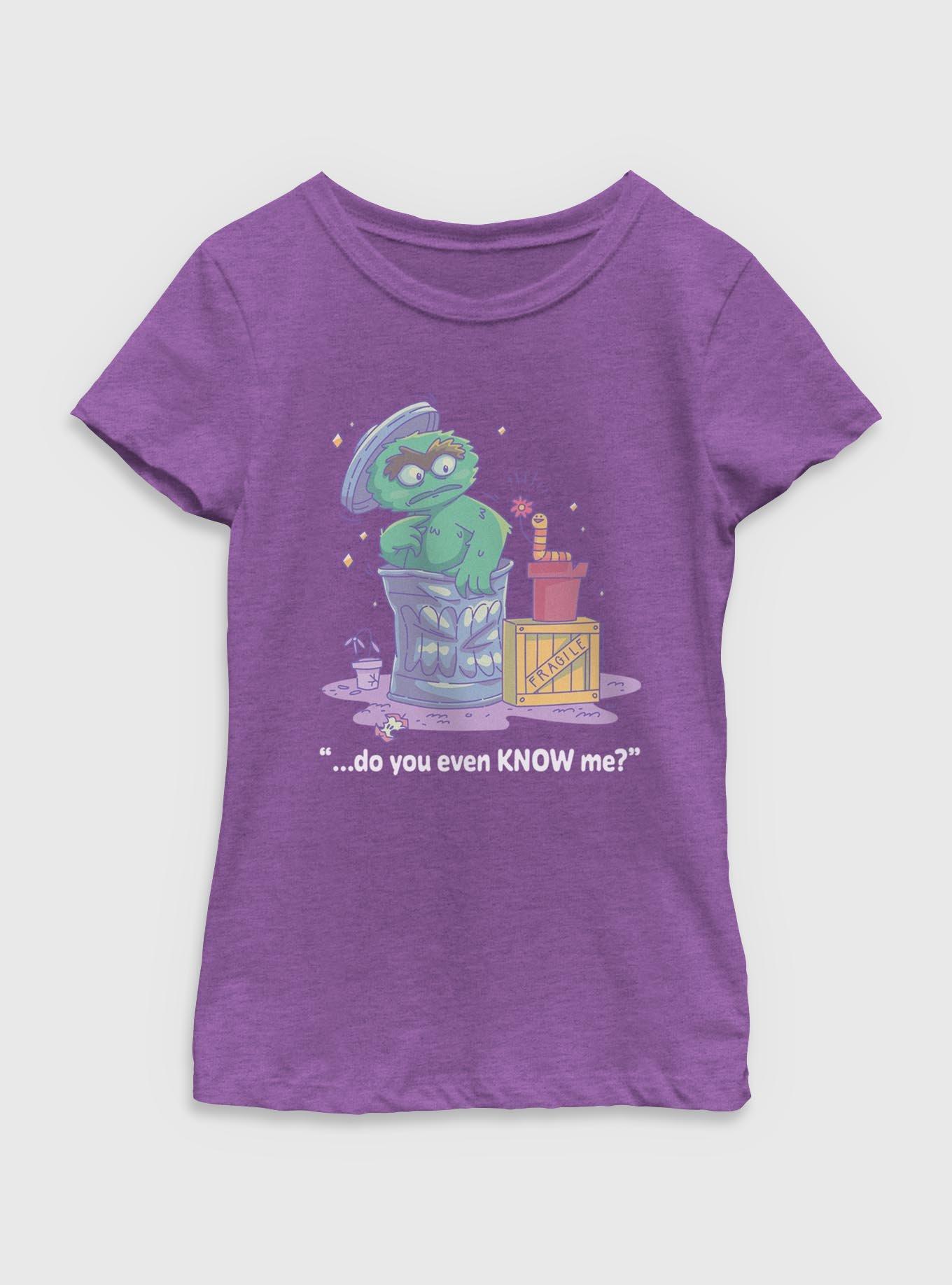 Sesame Street Oscar The Grouch Do You Even Know Me Youth Girls T-Shirt, , hi-res