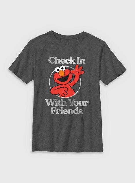 Sesame Street Elmo Check In With Your Friends Youth T-Shirt - GREY ...