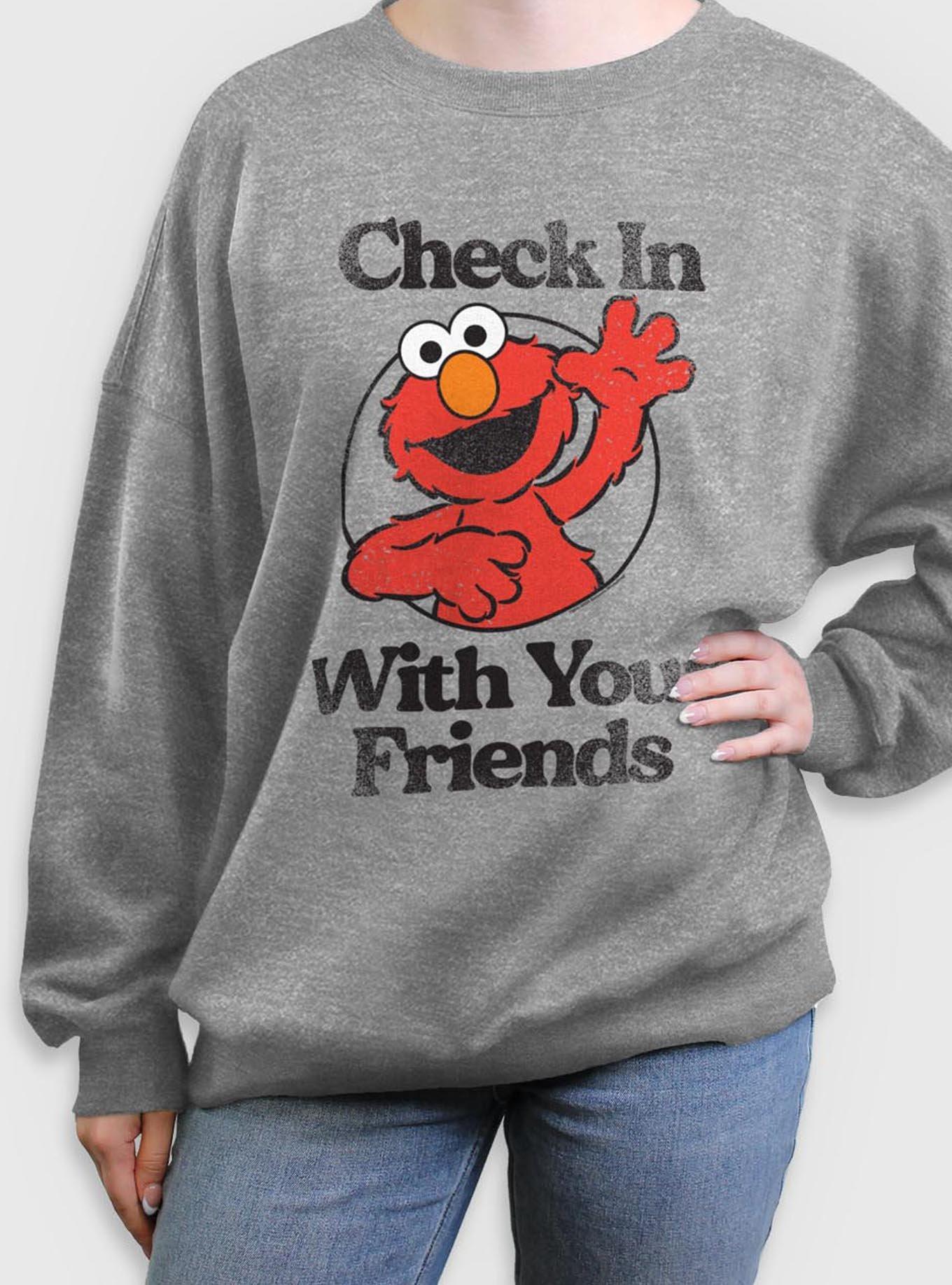 Sesame Street Elmo Check In With Your Friends Womens Oversized Sweatshirt, , hi-res