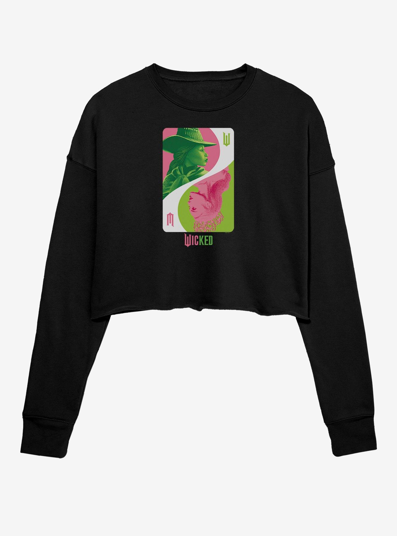 Wicked Elphaba Glinda Card Girls Crop Sweatshirt, , hi-res
