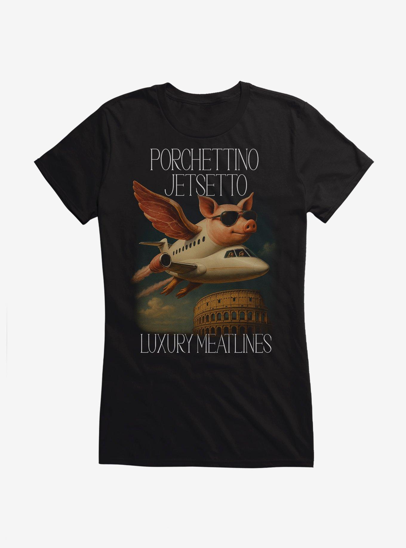 Hot Topic Porchettino Jetsetto Luxury Meatlines Girls T-Shirt, BLACK, hi-res