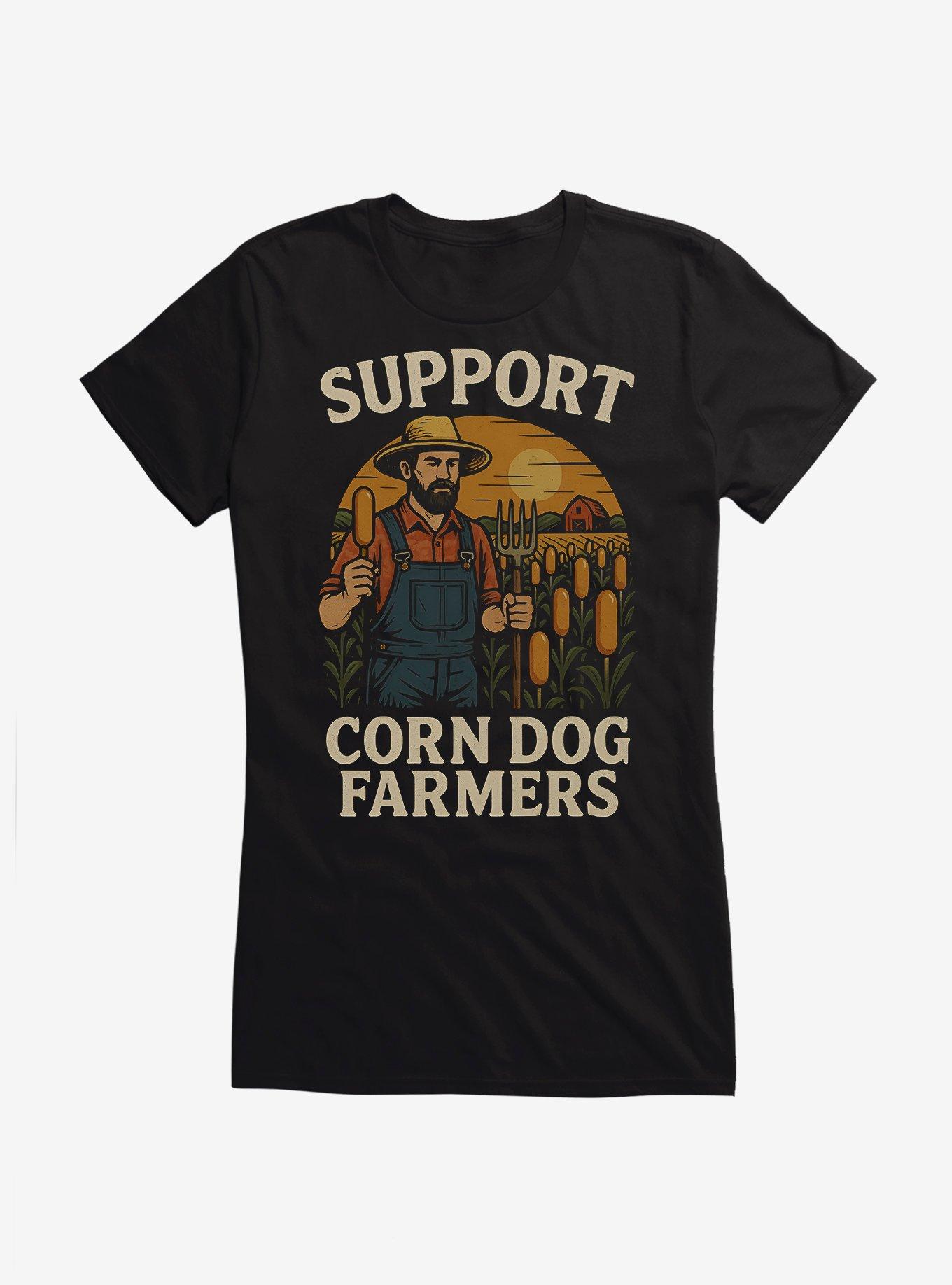 Hot Topic Support Corn Dog Farmers Girls T-Shirt, BLACK, hi-res