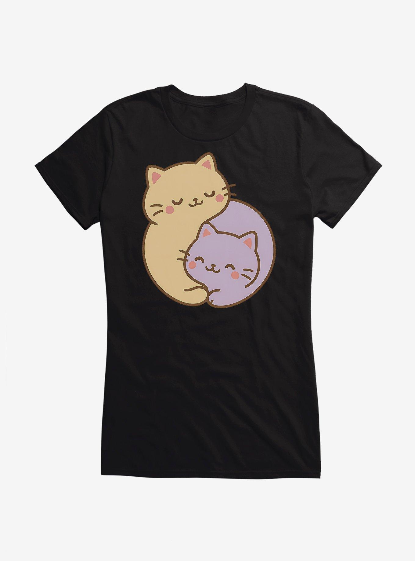 Ying Yang Cats Girls T-Shirt, BLACK, hi-res