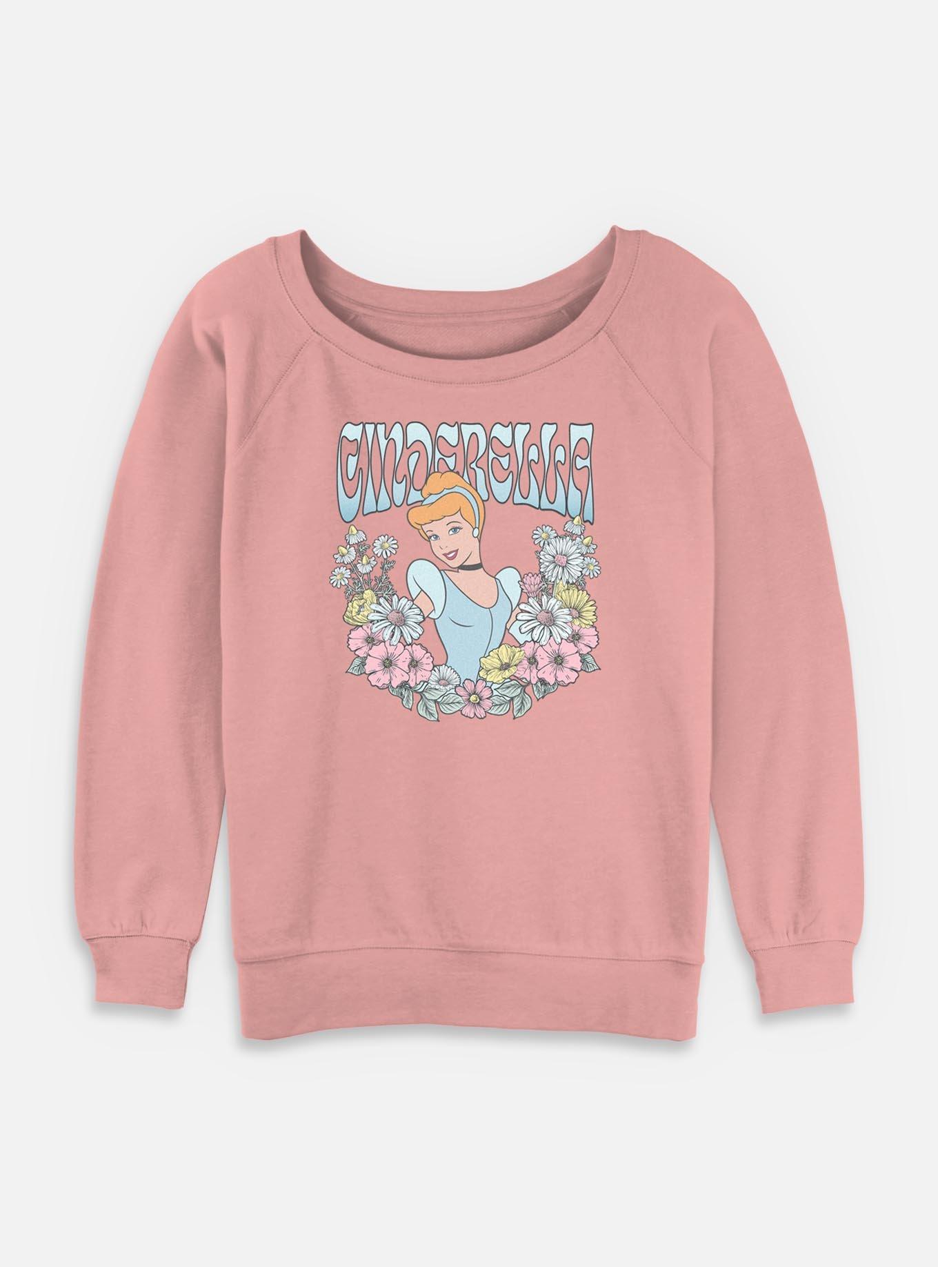 Disney Princesses Cinderella Floral Wreath Womens Slouchy Sweatshirt