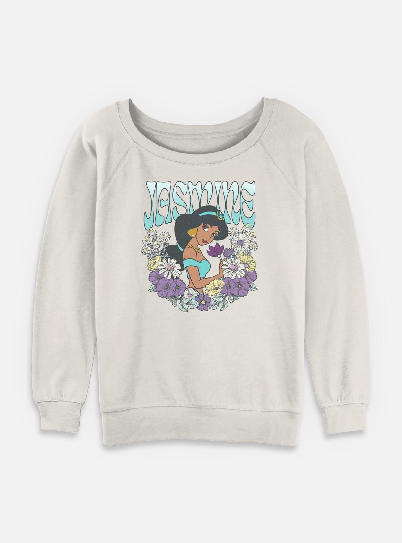 Disney Princesses Jasmine Floral Wreath Womens Slouchy Sweatshirt, , hi-res