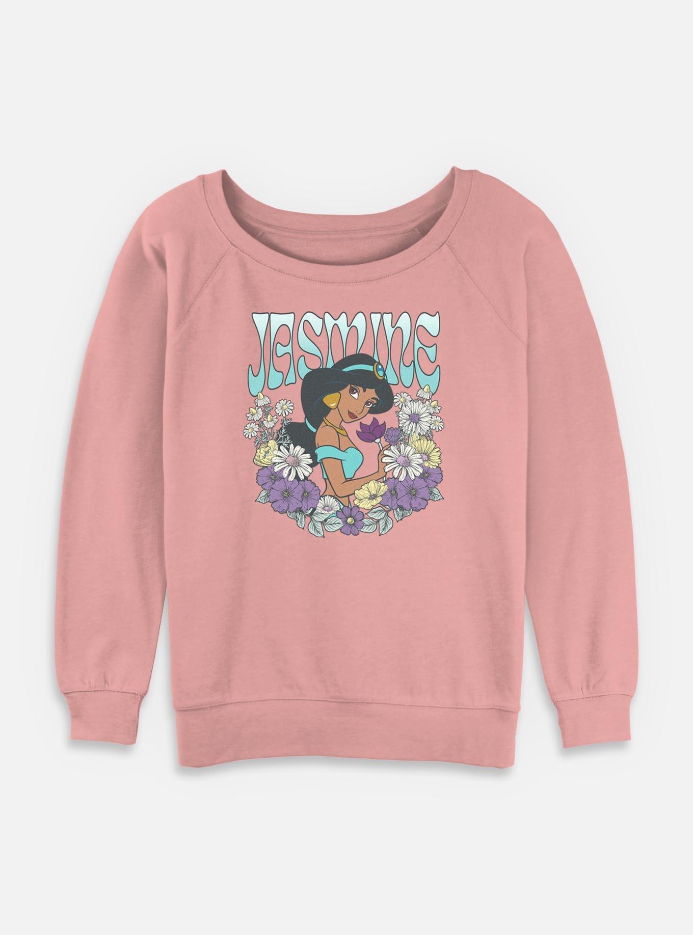 Disney Princesses Jasmine Floral Wreath Womens Slouchy Sweatshirt, , hi-res