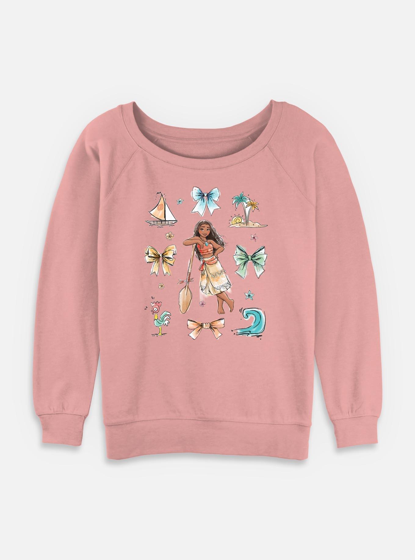 Disney Princesses Moana Bows Womens Slouchy Sweatshirt