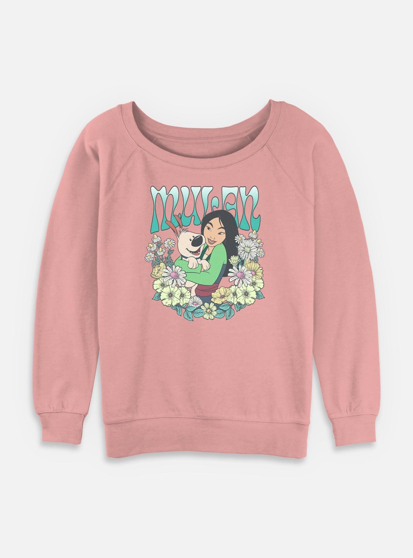 Disney Princesses Mulan Floral Wreath Womens Slouchy Sweatshirt, , hi-res