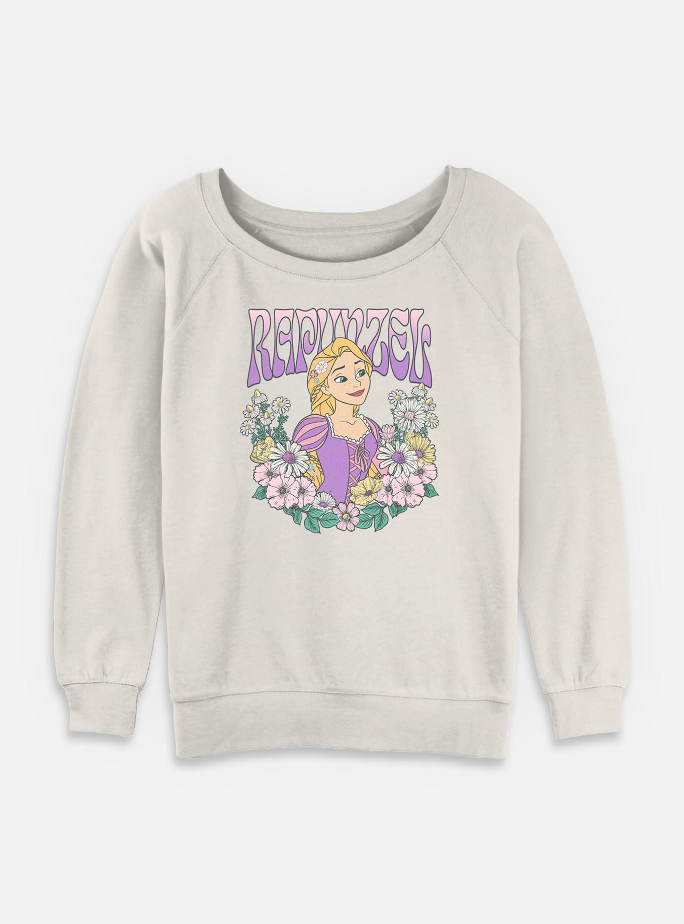 Disney Princesses Rapunzel Floral Wreath Womens Slouchy Sweatshirt, EGRET, hi-res