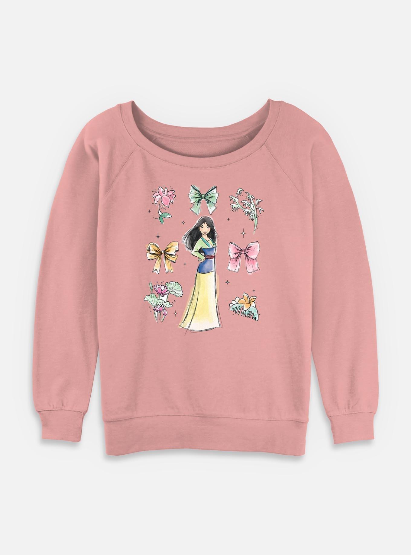 Disney Princesses Mulan Bows Womens Slouchy Sweatshirt, , hi-res