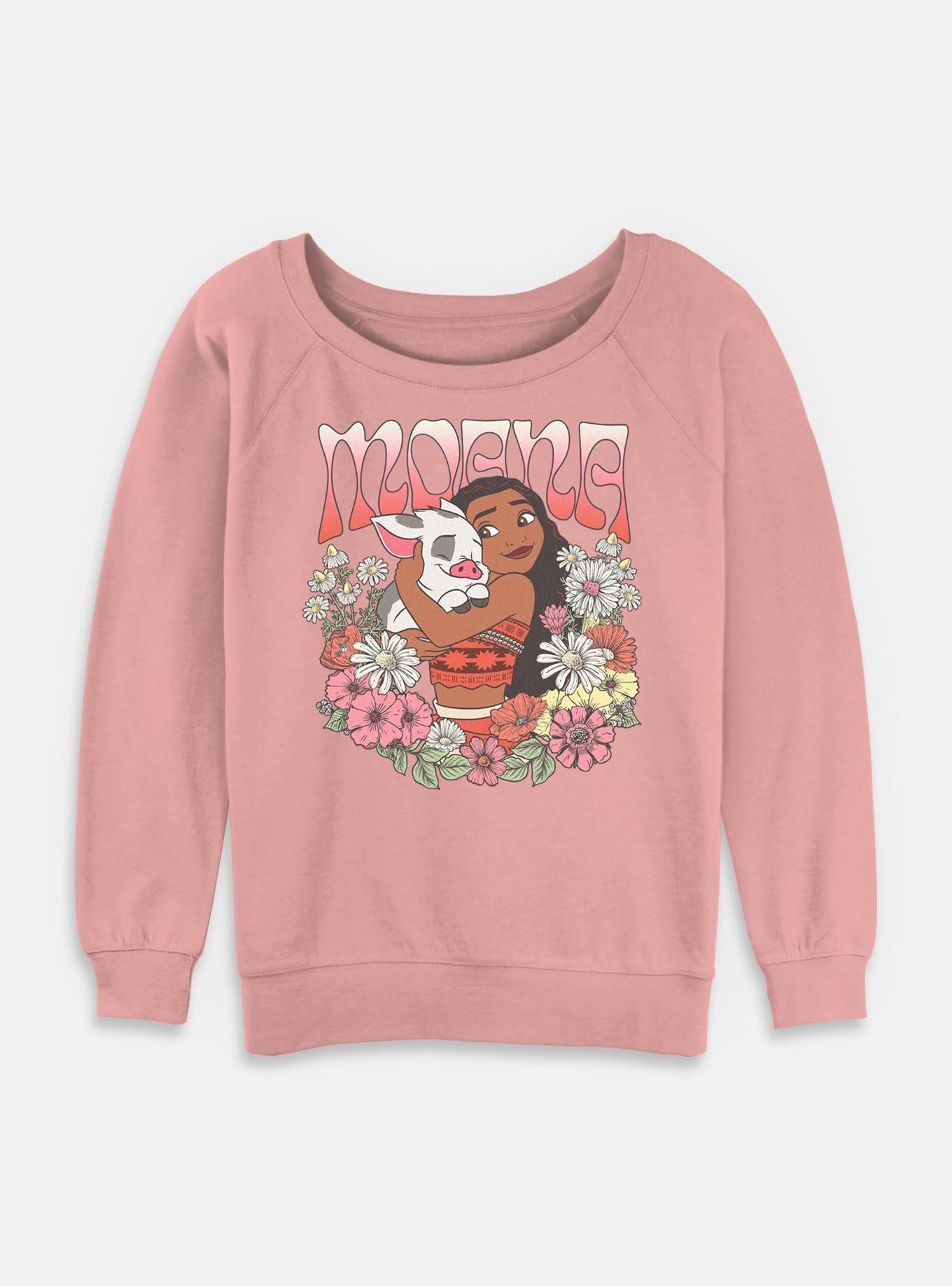 Disney Princesses Moana Floral Wreath Womens Slouchy Sweatshirt, , hi-res