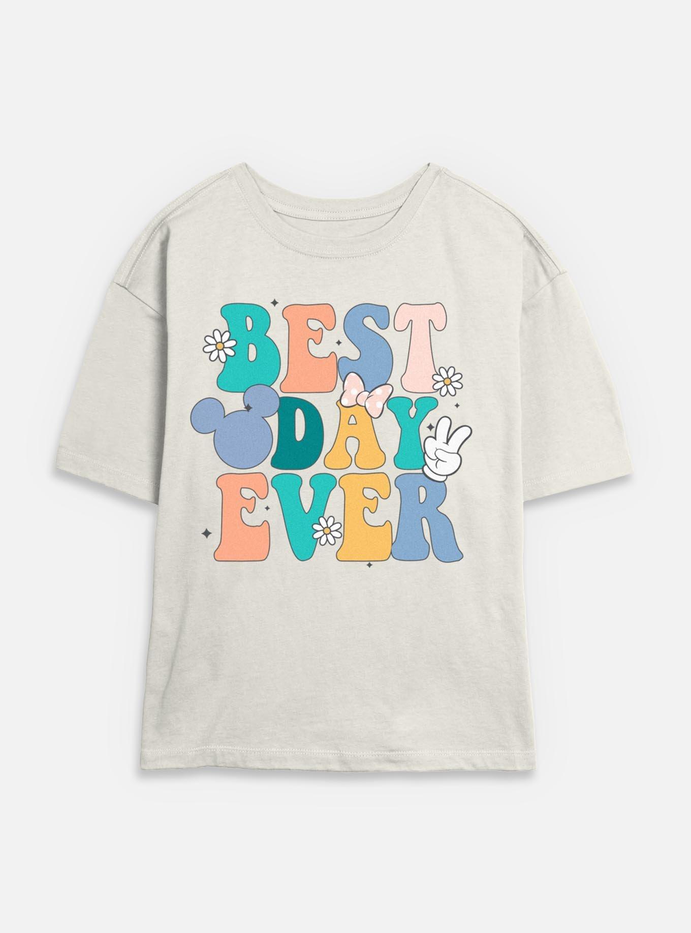 Disney Mickey Mouse Best Day Ever Womens Skimmer T-Shirt, EGRET, hi-res