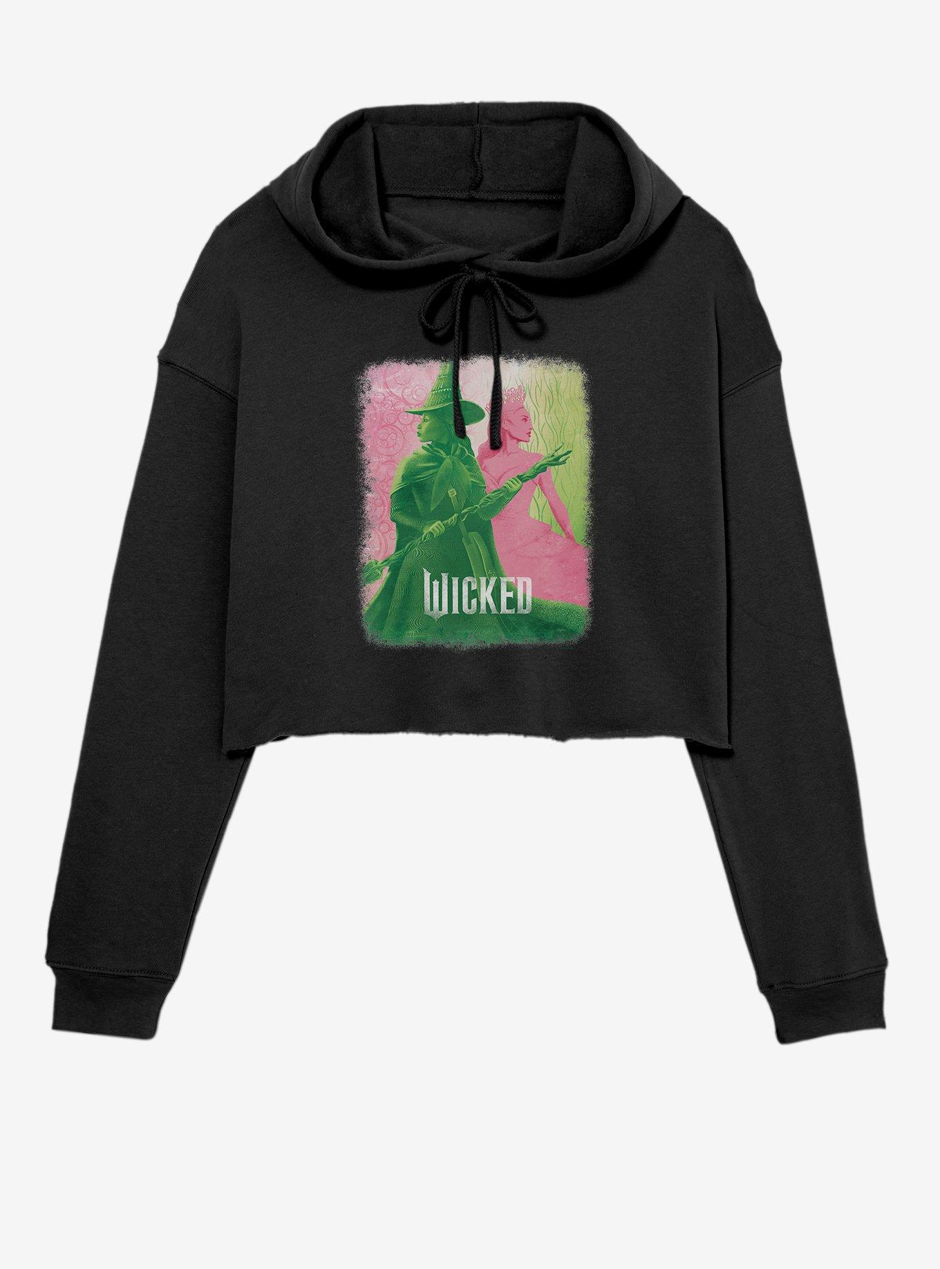 Wicked Elphaba Glinda Split Girls Crop Hoodie