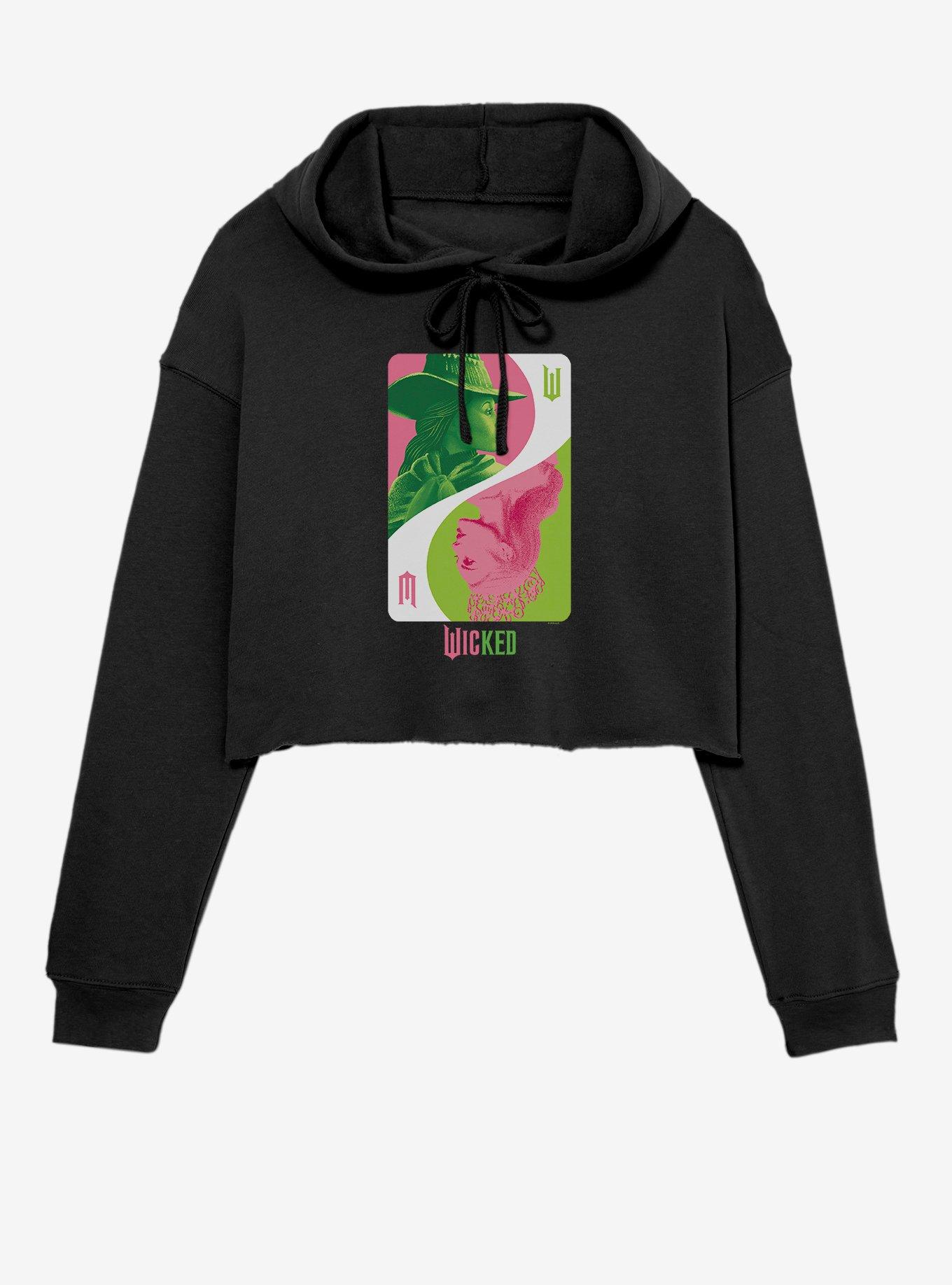 Wicked Elphaba Glinda Card Girls Crop Hoodie