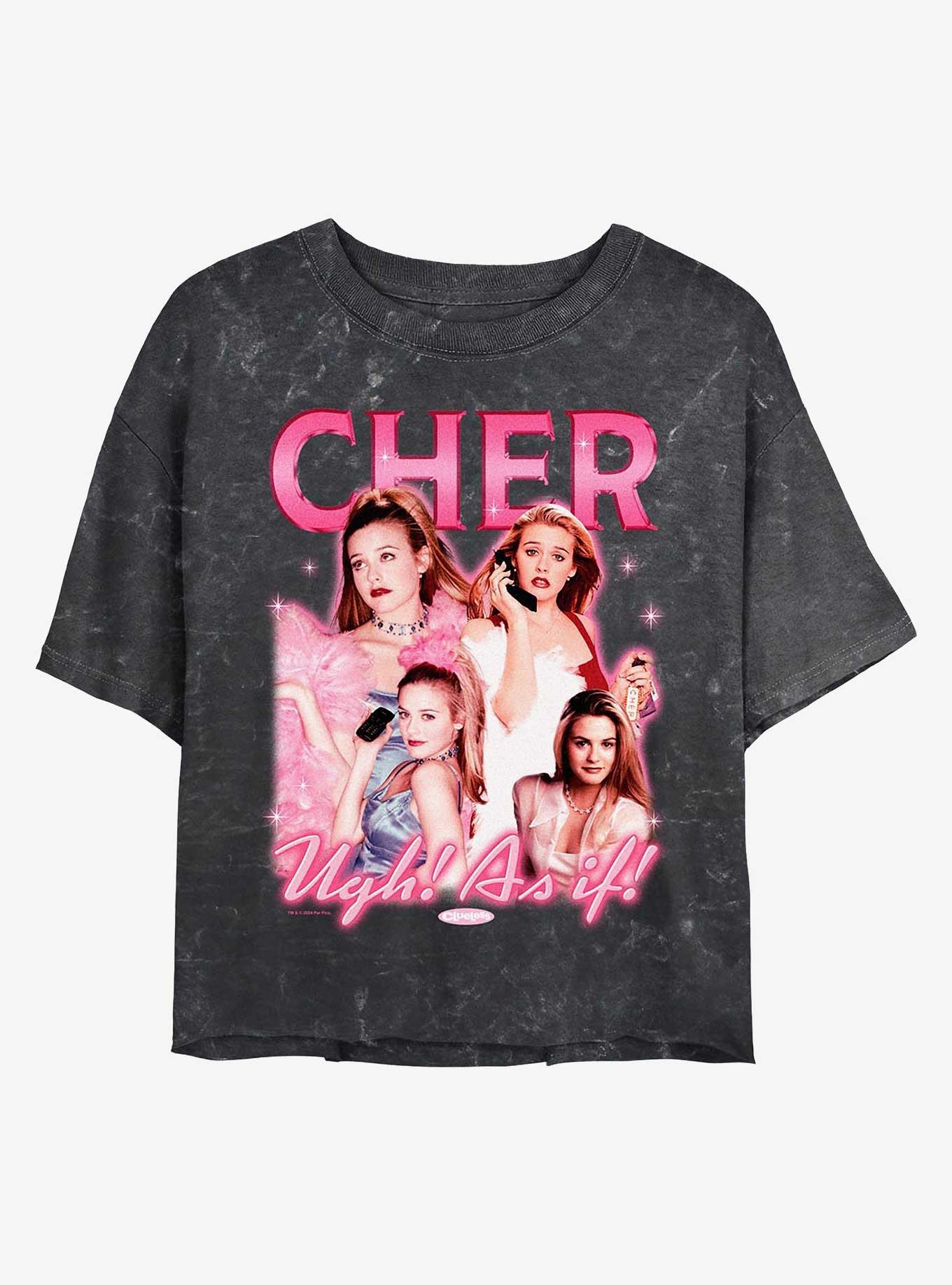 Clueless Y2K Cher Girls Mineral Wash Crop T-Shirt, , hi-res