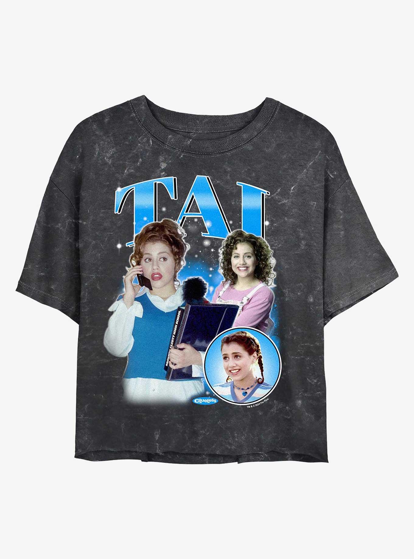 Clueless Y2K Tai Girls Mineral Wash Crop T-Shirt, , hi-res