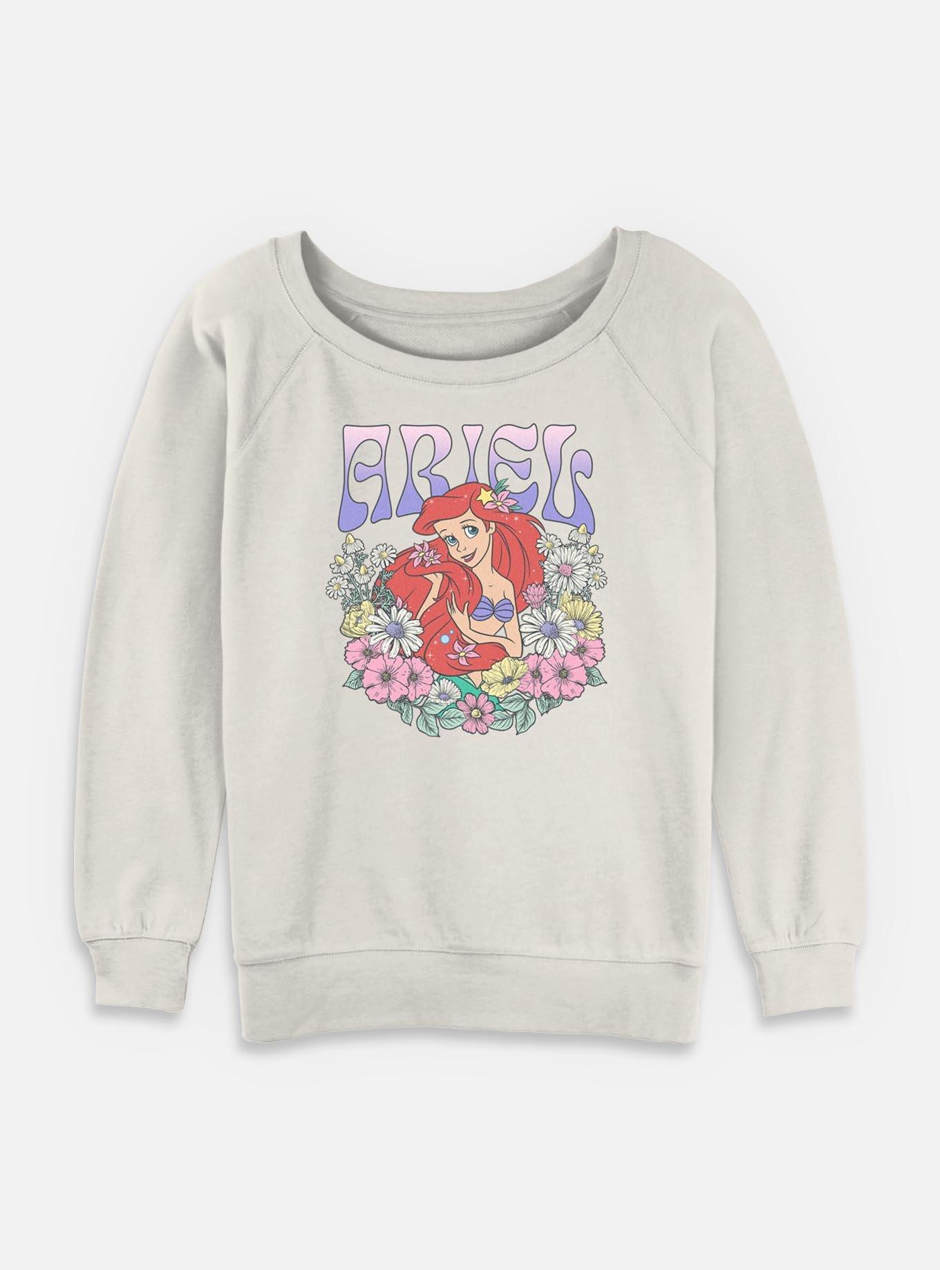 Disney Princesses Ariel Floral Wreath Womens Slouchy Sweatshirt, , hi-res