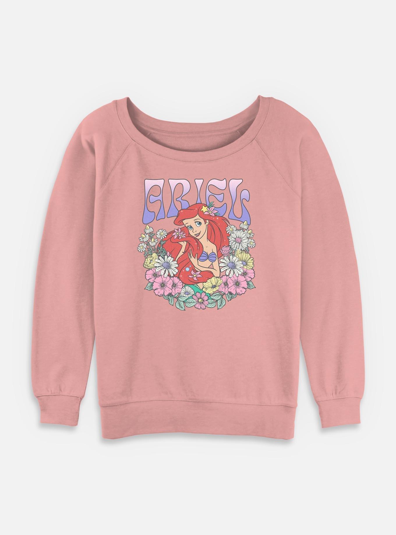 Disney Princesses Ariel Floral Wreath Womens Slouchy Sweatshirt, , hi-res