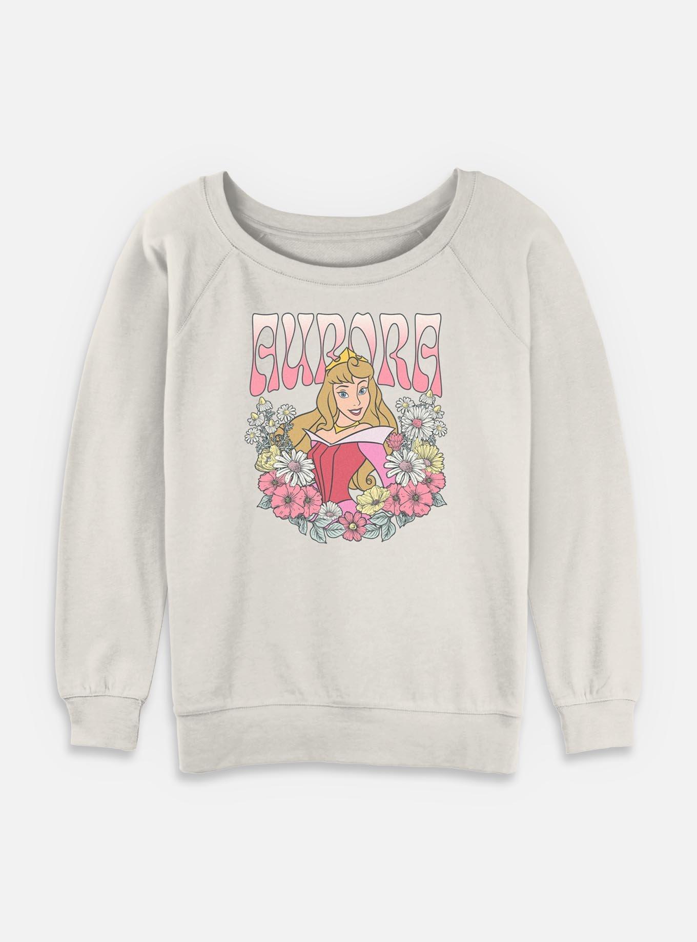 Disney Princesses Aurora Floral Wreath Womens Slouchy Sweatshirt, , hi-res