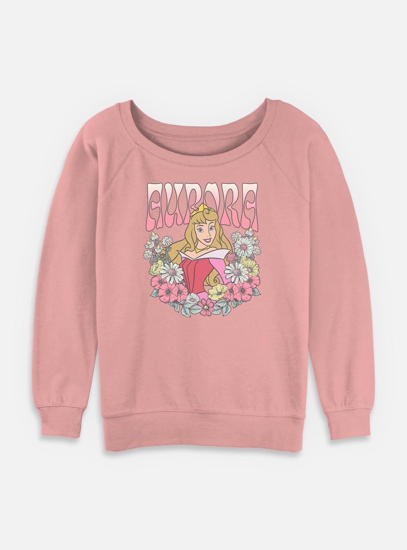 Disney Princesses Aurora Floral Wreath Womens Slouchy Sweatshirt, , hi-res
