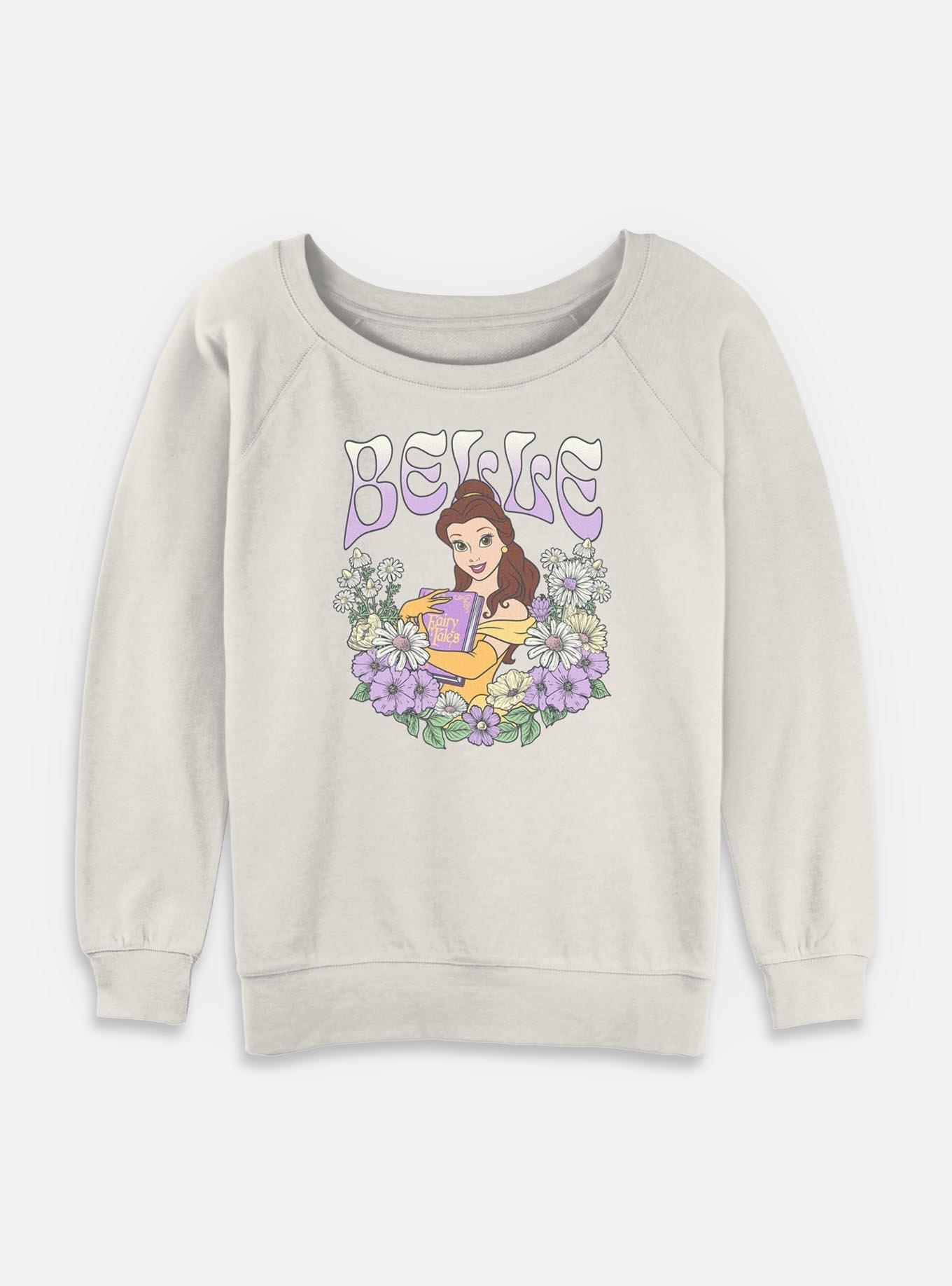 Disney Princesses Belle Floral Wreath Womens Slouchy Sweatshirt, , hi-res