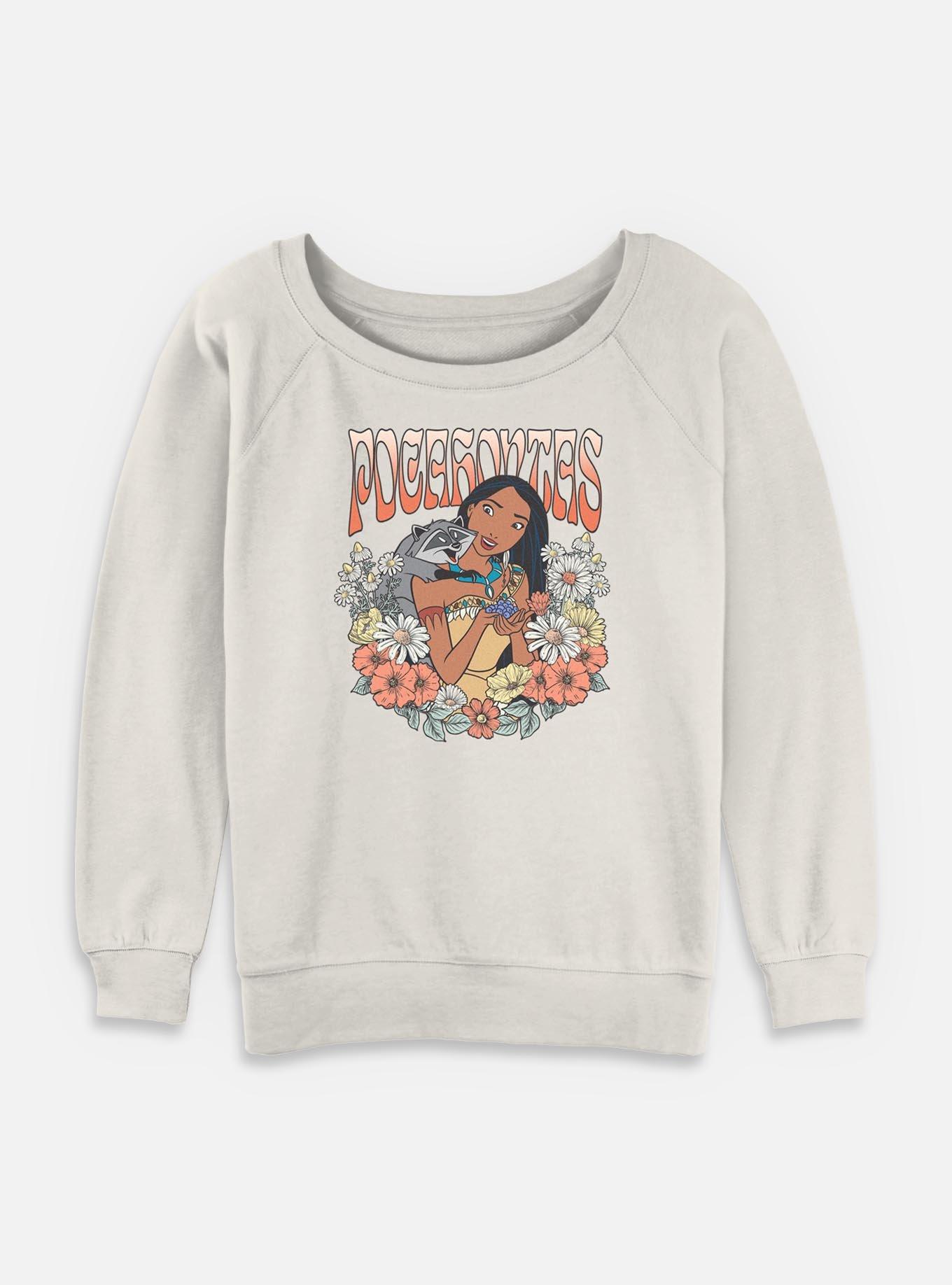 Disney Princesses Pocahontas Floral Wreath Womens Slouchy Sweatshirt, , hi-res