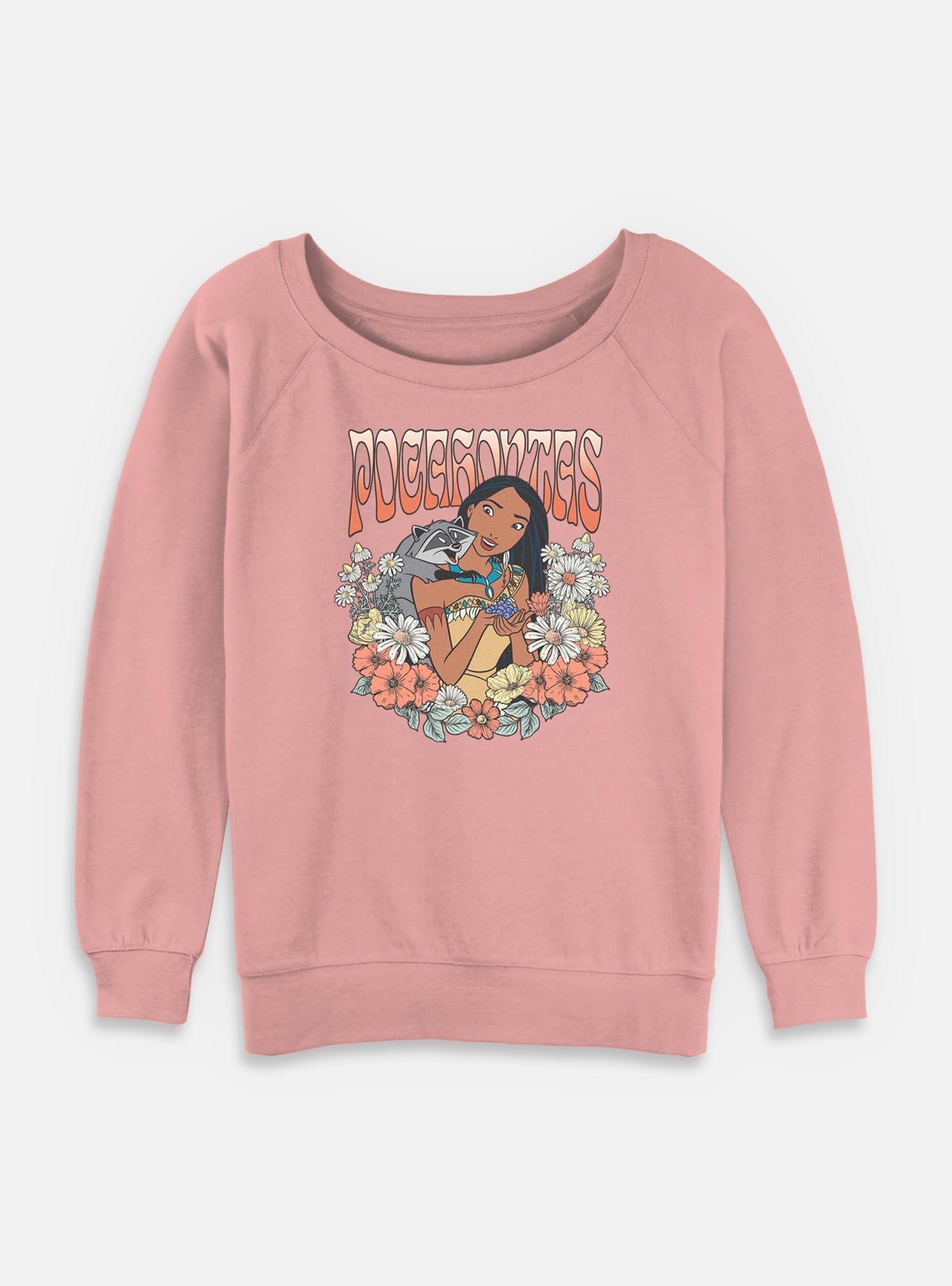 Disney Princesses Pocahontas Floral Wreath Womens Slouchy Sweatshirt, , hi-res