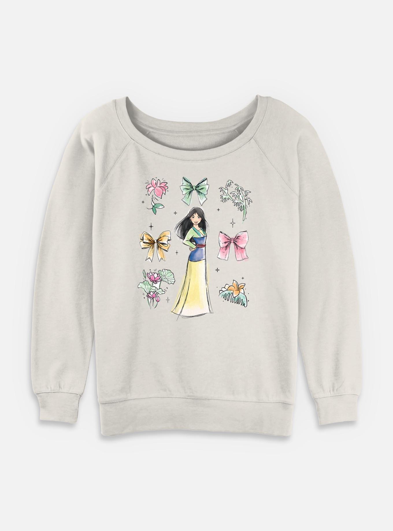 Disney Princesses Mulan Bows Womens Slouchy Sweatshirt, , hi-res