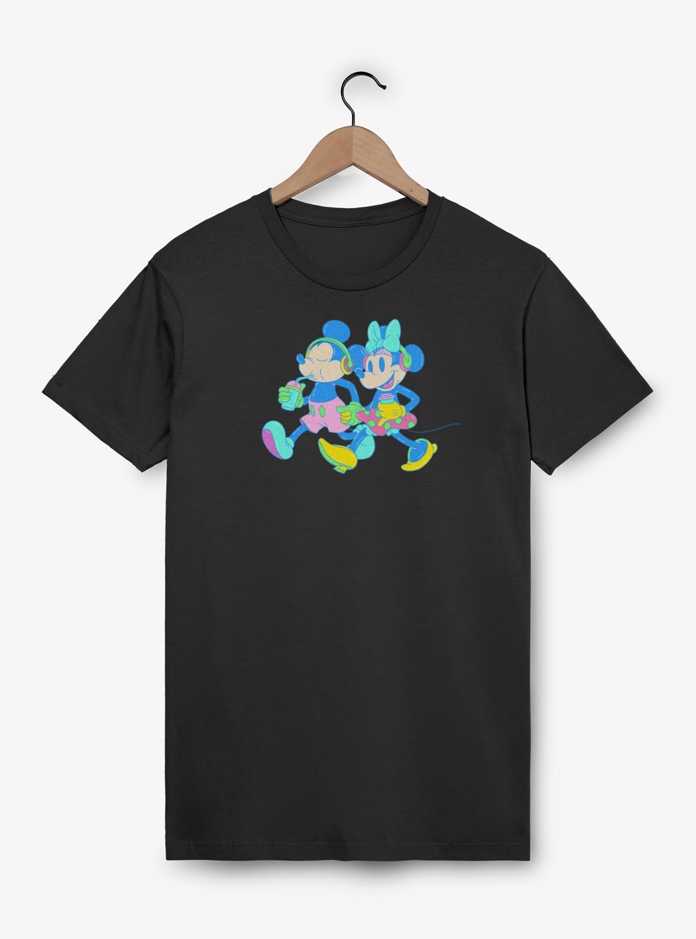 Disney Mickey Mouse And Minnie Neon T-Shirt, BLACK, hi-res
