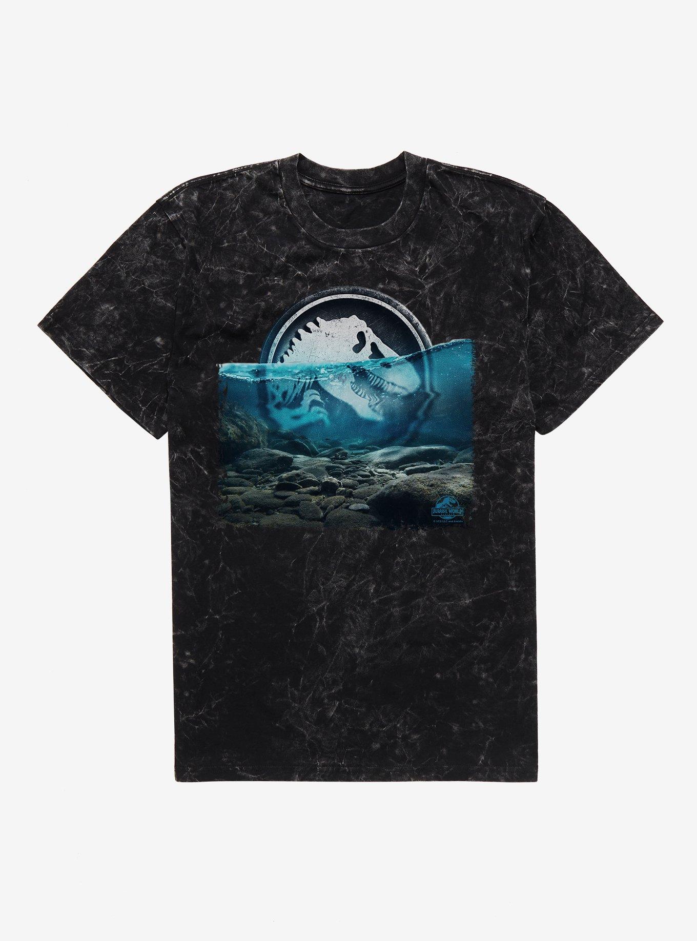 Jurassick World Rebirth Under Water Logo Mineral Wash T-Shirt, BLACK MINERAL WASH, hi-res