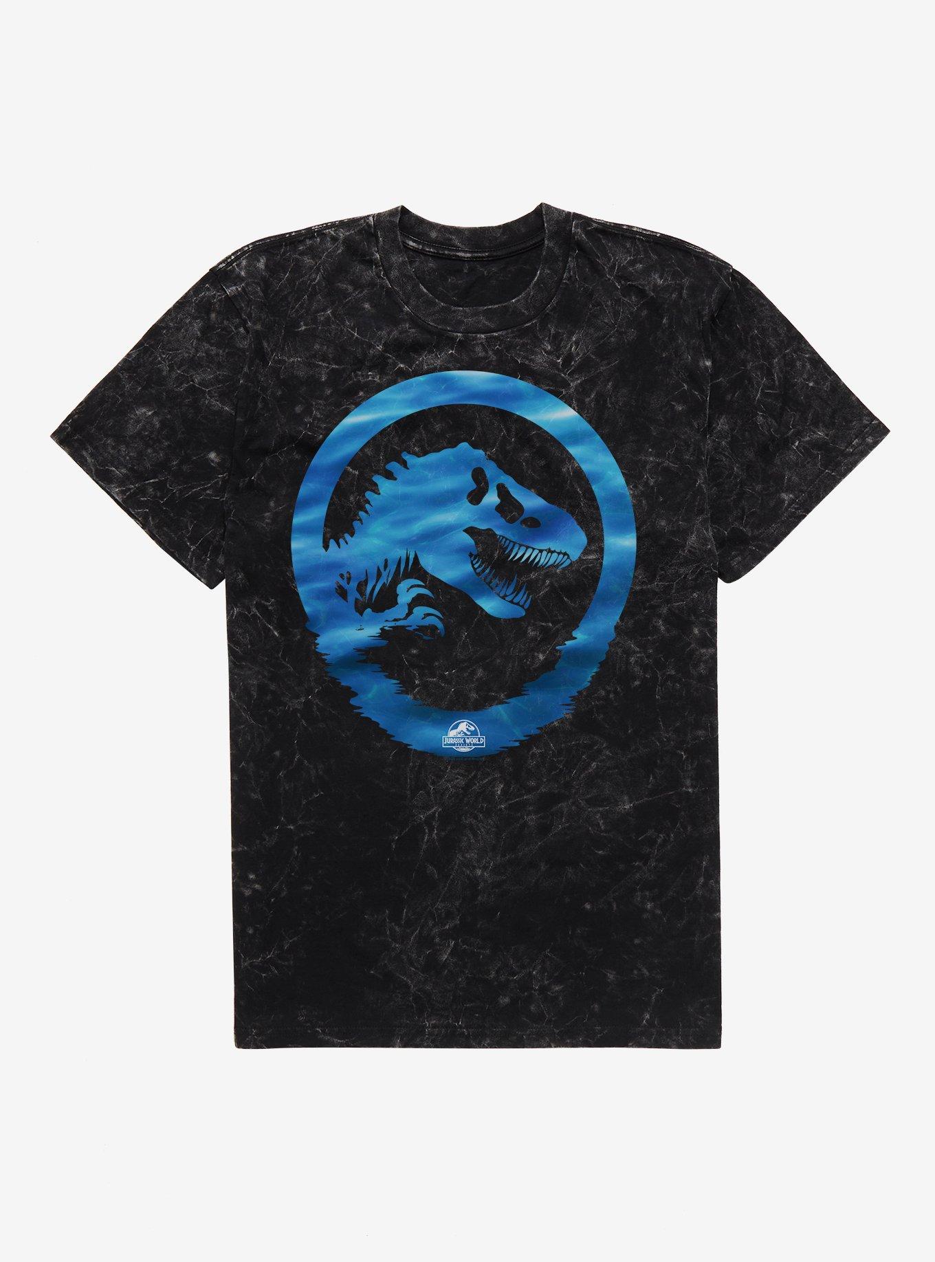 Jurassick World Rebirth Aqua Logo Mineral Wash T-Shirt, BLACK MINERAL WASH, hi-res