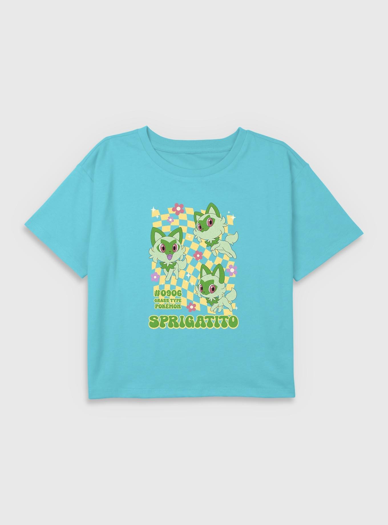 Pokemon Sprigatito Grass Youth Girls Boxy T-Shirt, BLUE, hi-res