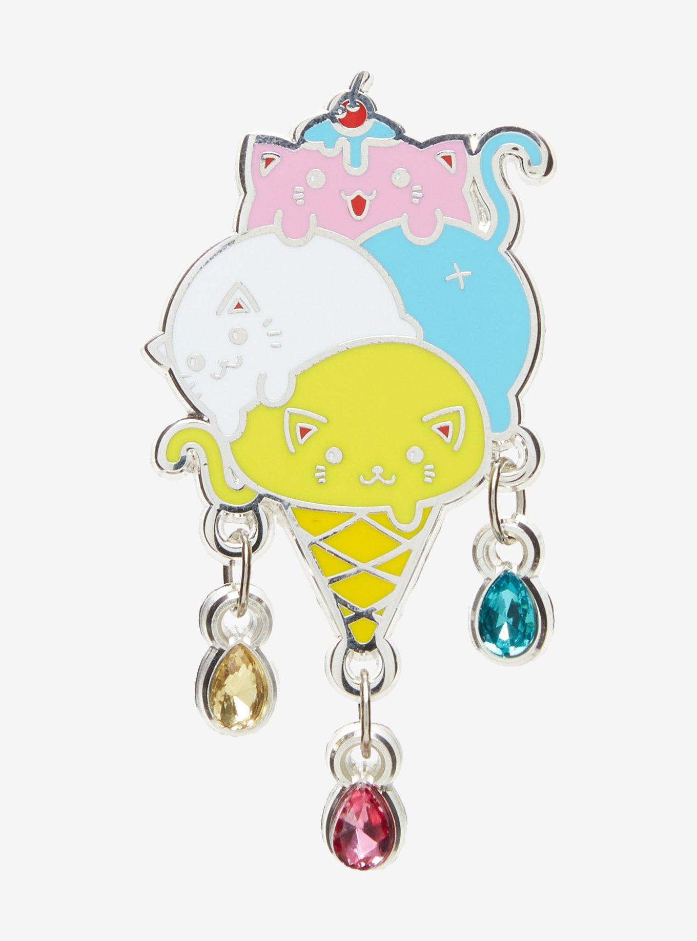 Cat Ice Cream Cone Enamel Pin - BoxLunch Exclusive, , hi-res