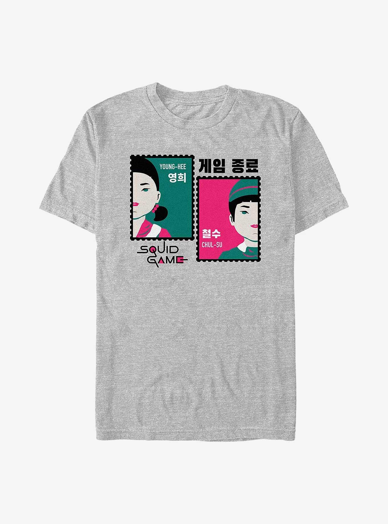 Squid Game Young-Hee & Chul-Su Stamp T-Shirt, ATH HTR, hi-res