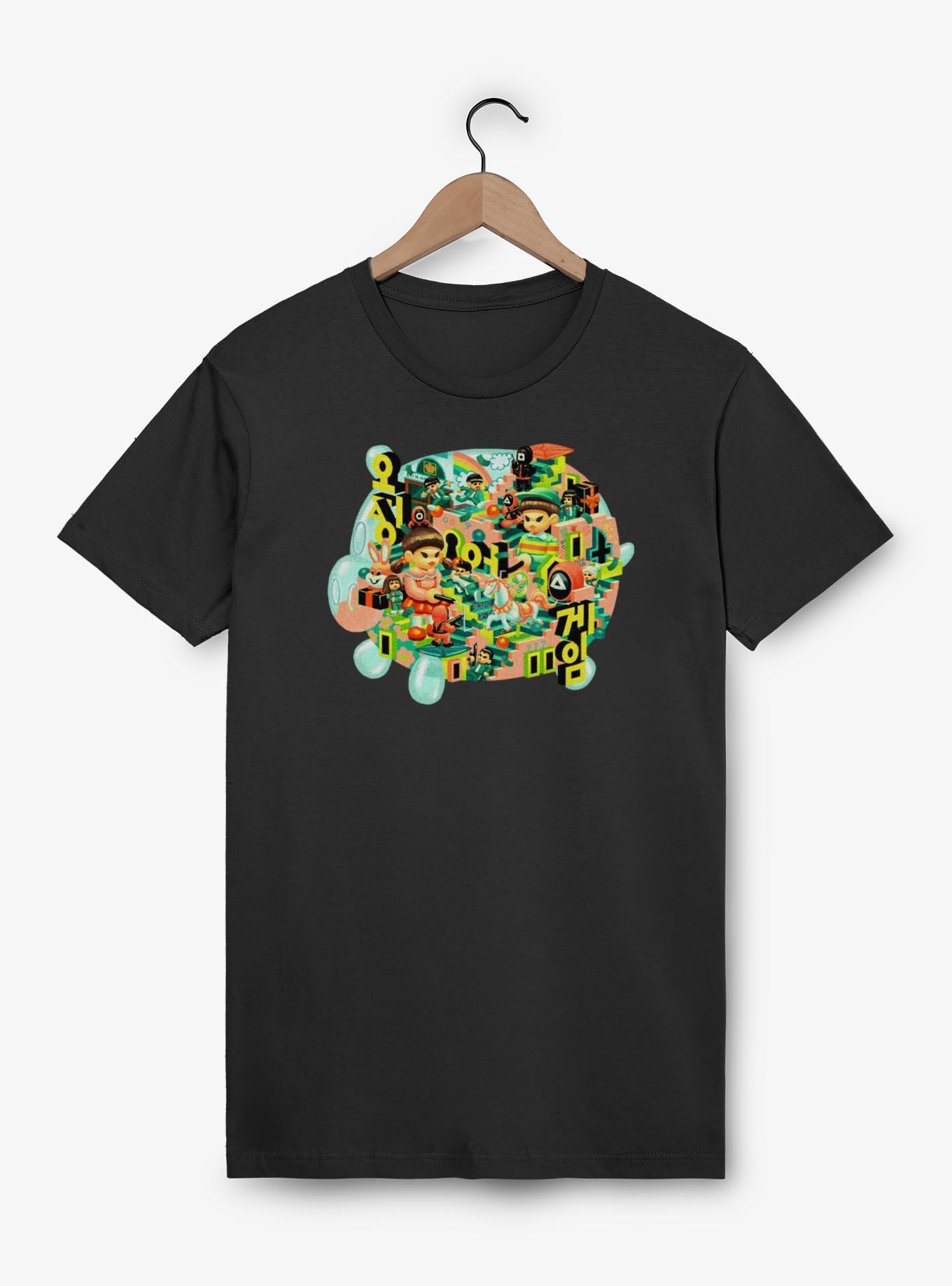 Squid Game Piggy Bank Labyrinth Collage T-Shirt, , hi-res