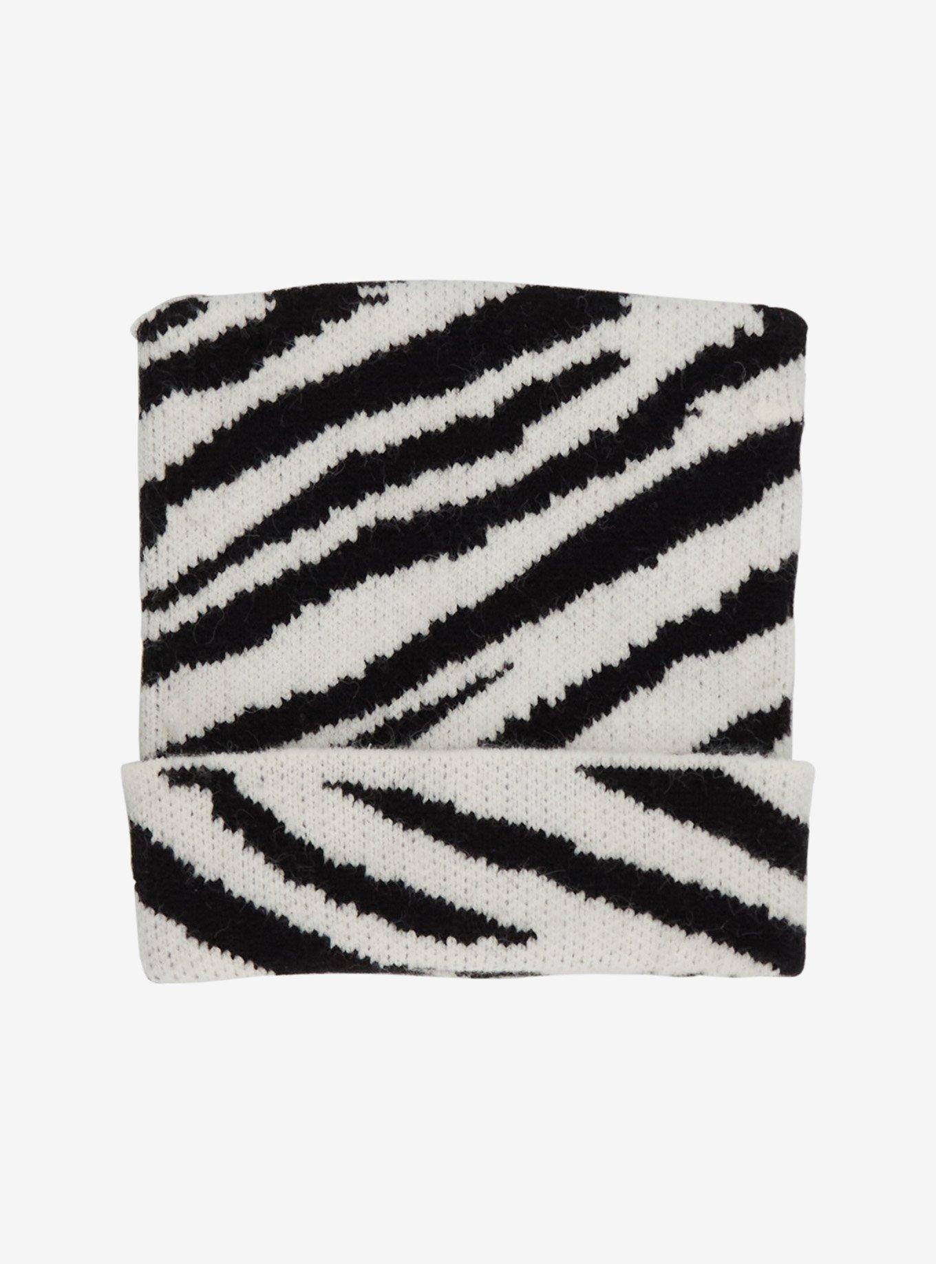 Zebra Stripe Subtle Ear Beanie, , hi-res