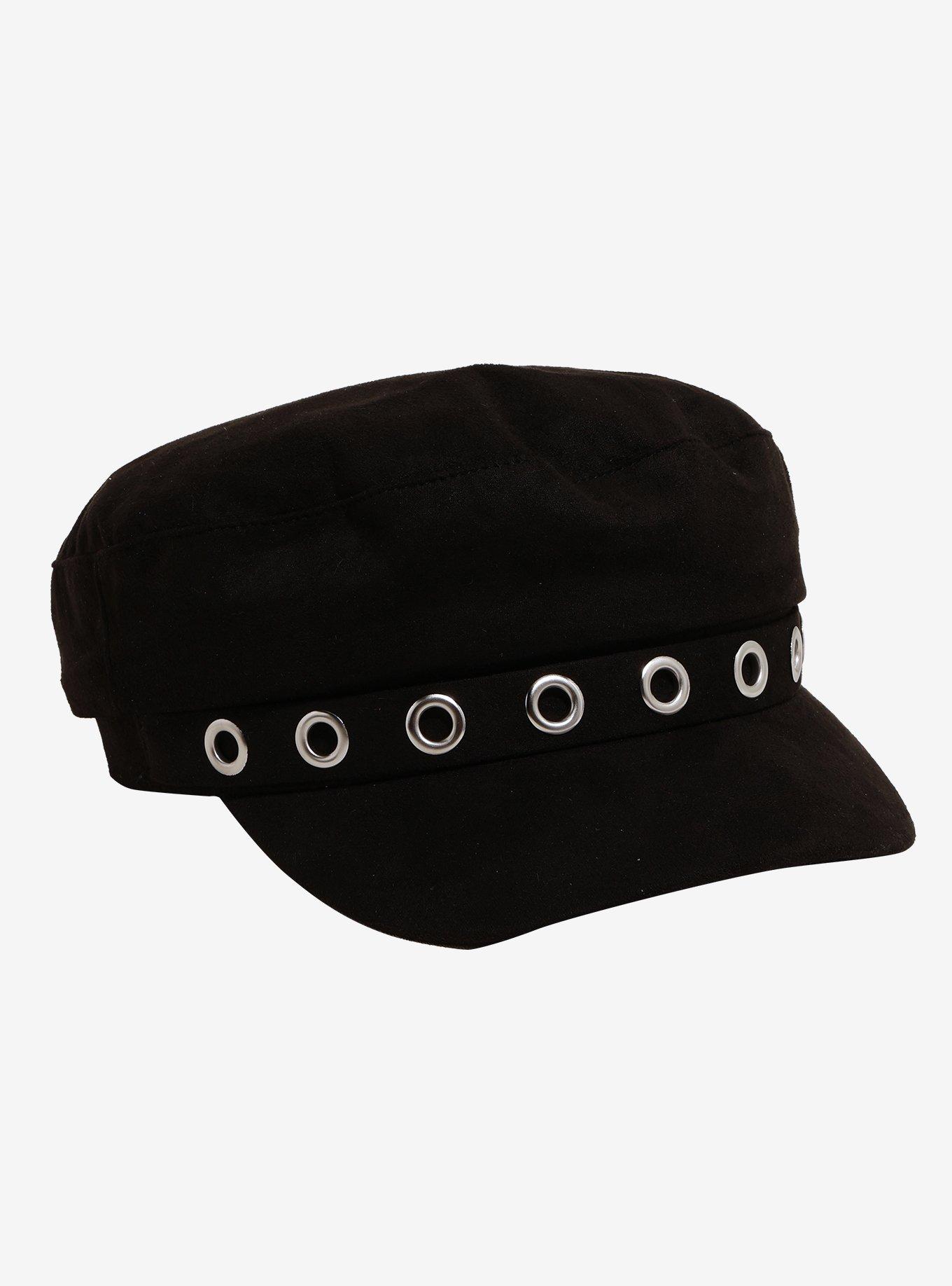 Grommet Faux Suede Cabbie Hat, , hi-res