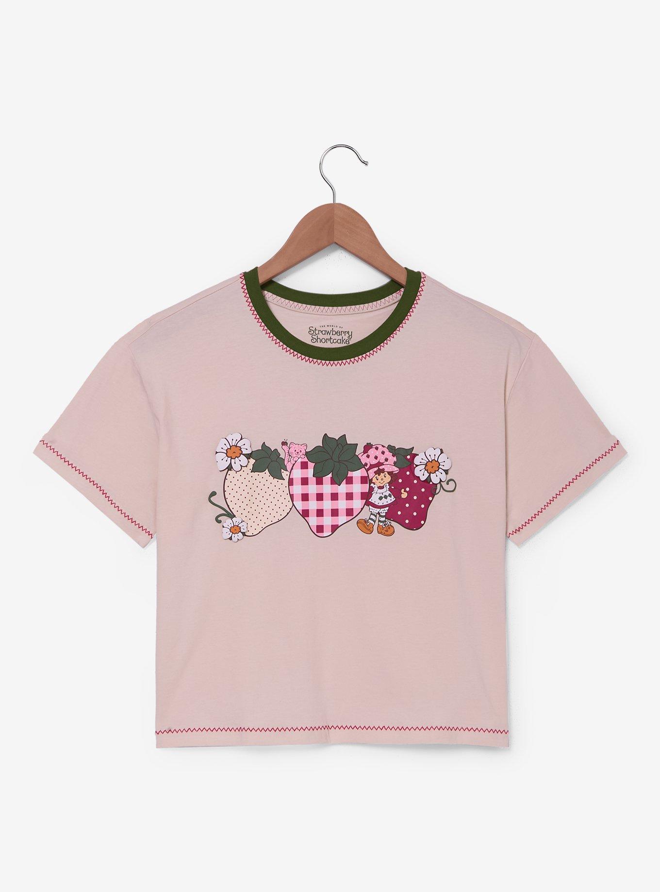 Strawberry Shortcake Patterned Strawberries Women's Slightly Cropped T-Shirt - BoxLunch Exclusive, , hi-res